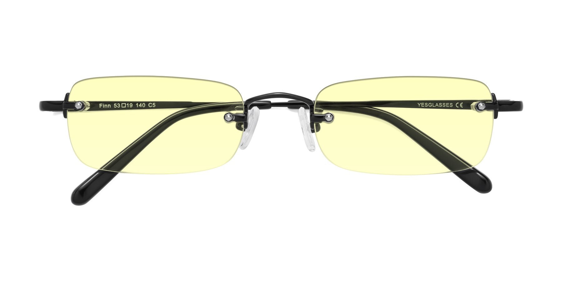 Folded Front of Finn in Black with Light Yellow Tinted Lenses