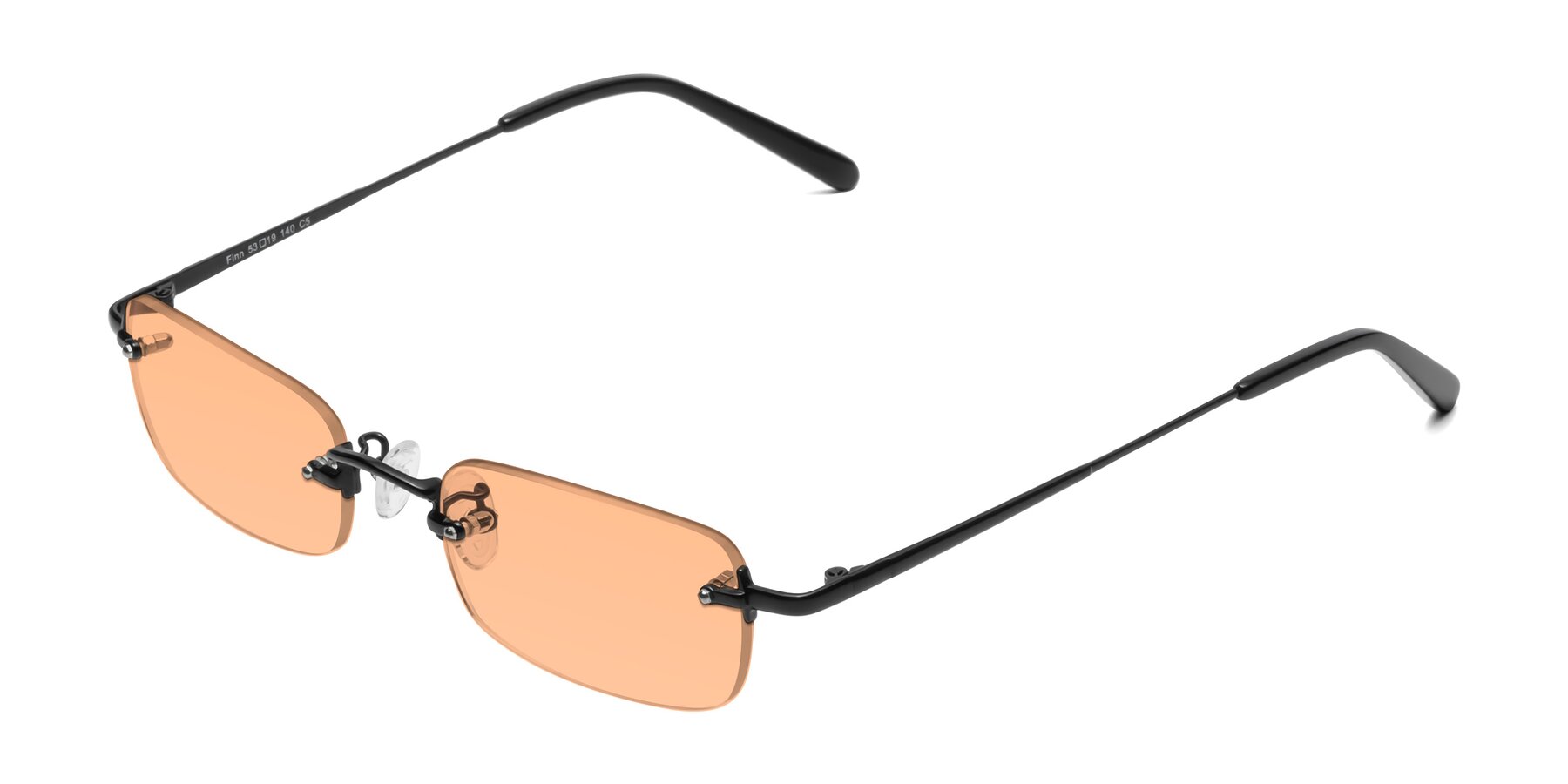 Angle of Finn in Black with Light Orange Tinted Lenses