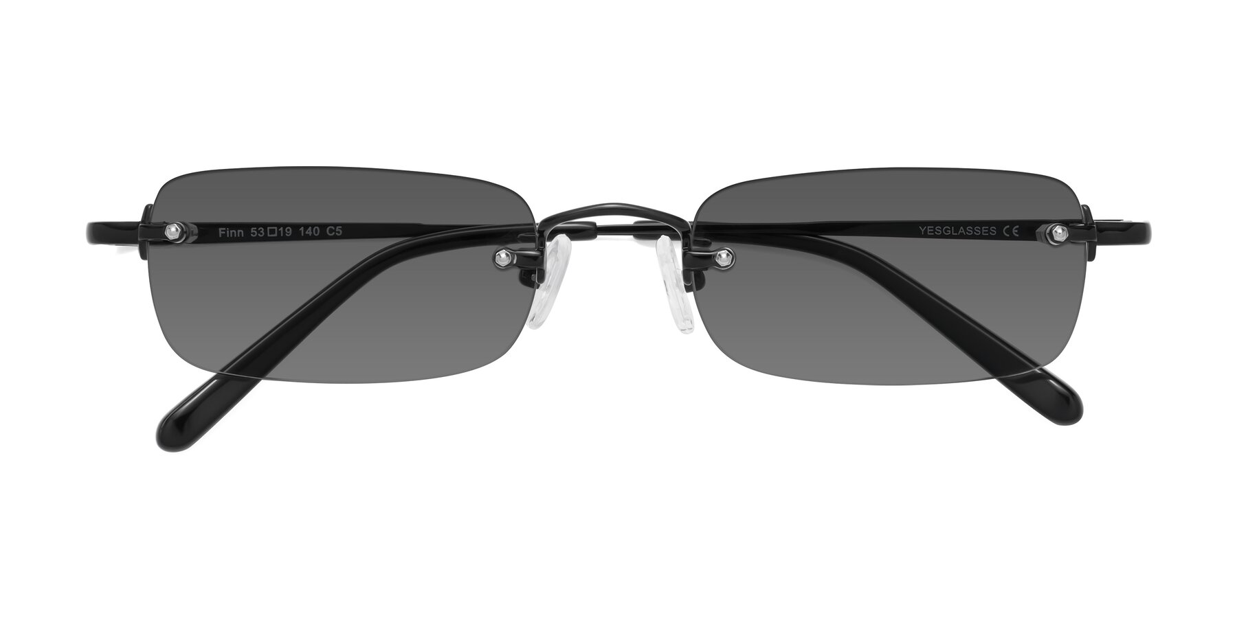 Black Wide Rectangle Rimless Eyeglasses - Finn