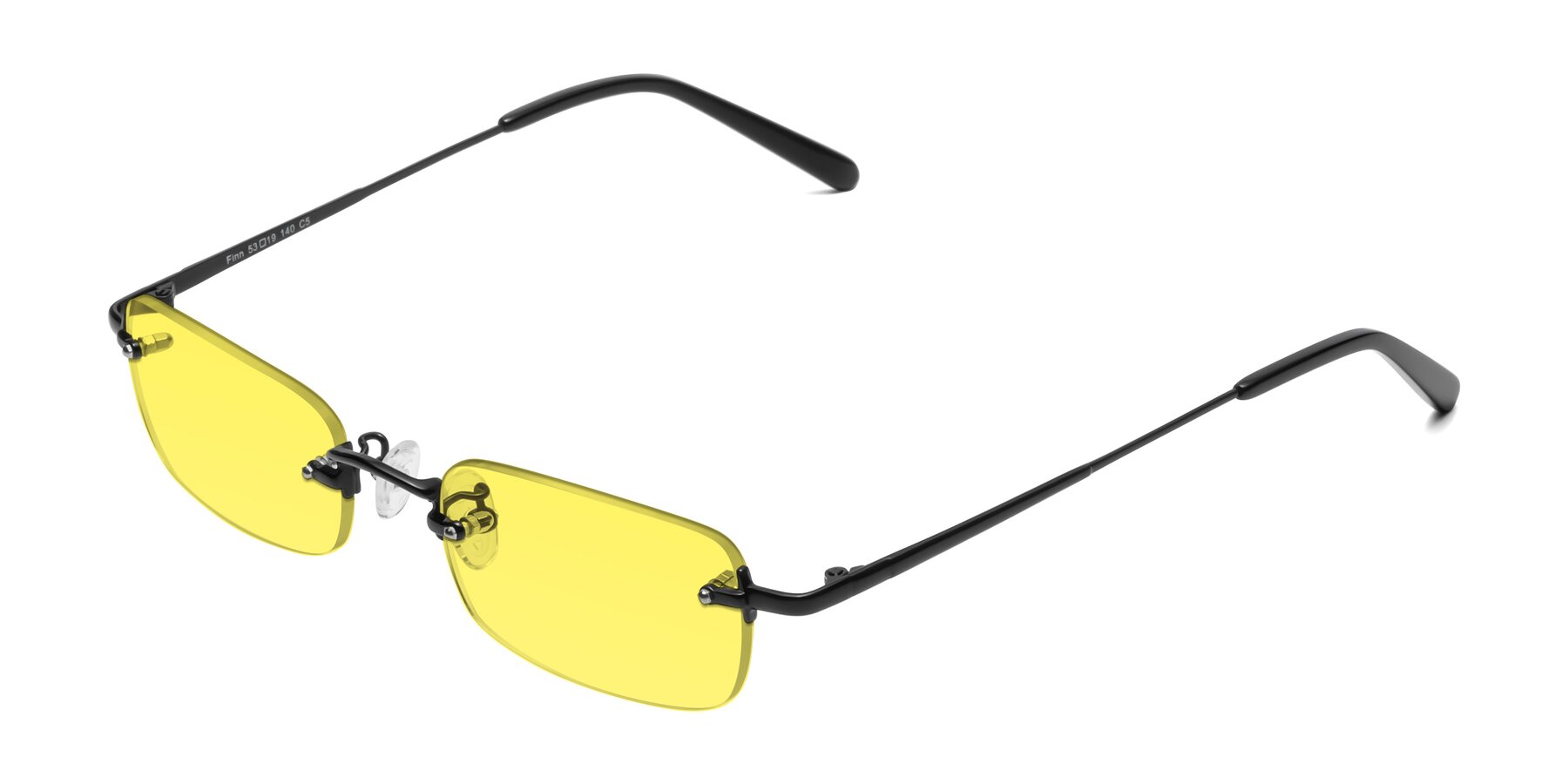 Angle of Finn in Black with Medium Yellow Tinted Lenses