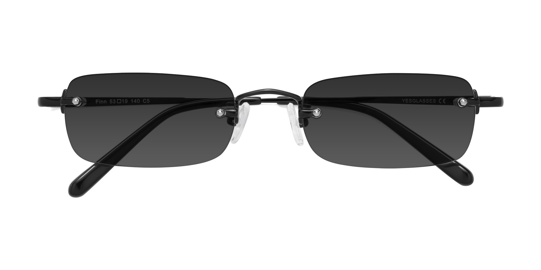 Folded Front of Finn in Black with Gray Tinted Lenses