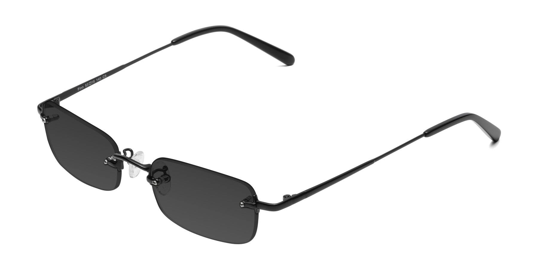 Angle of Finn in Black with Gray Tinted Lenses