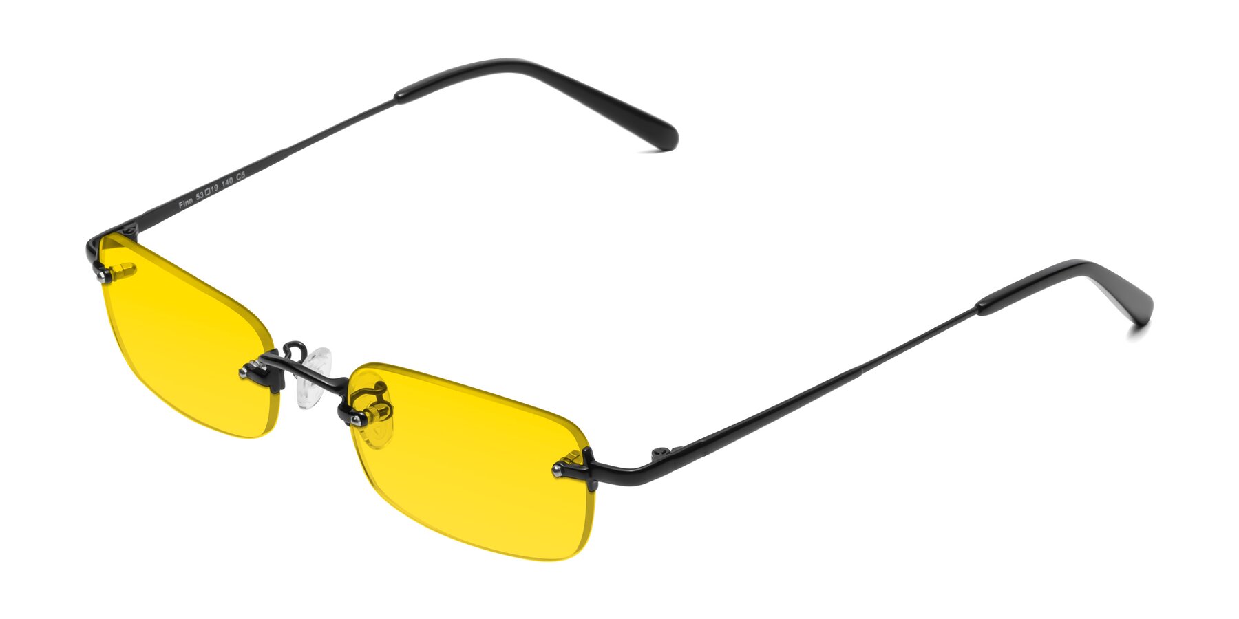 Angle of Finn in Black with Yellow Tinted Lenses