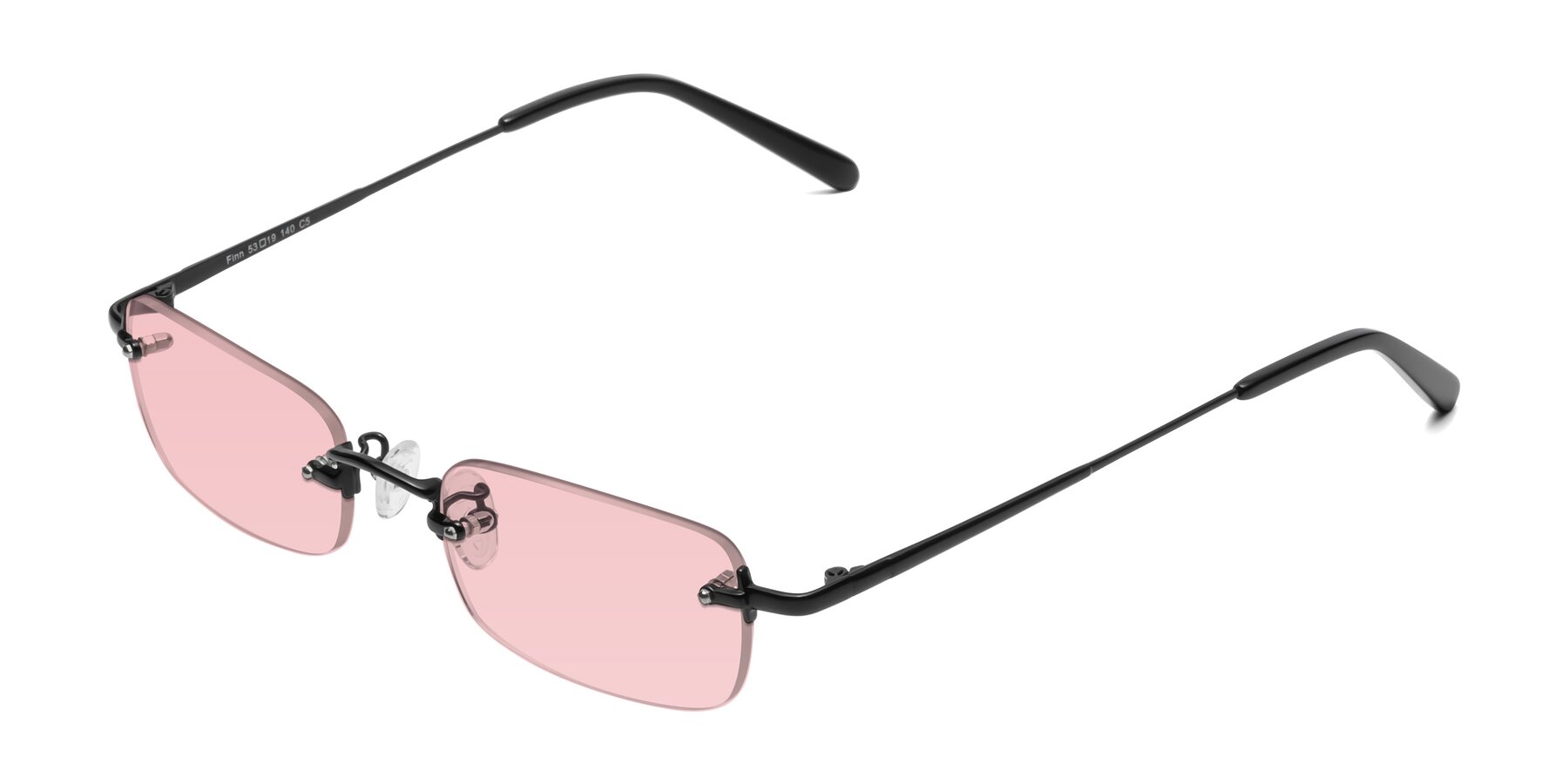 Angle of Finn in Black with Light Garnet Tinted Lenses