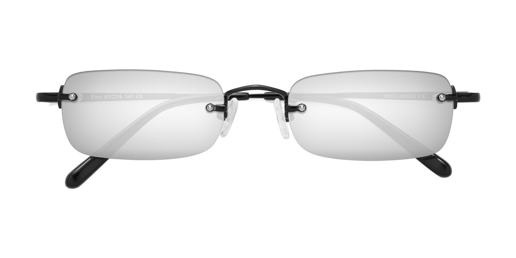 Folded Front of Finn in Black with Silver Mirrored Lenses