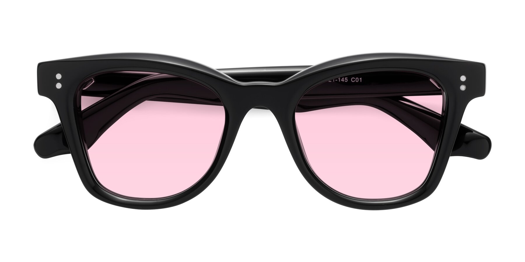 Folded Front of Dragon in Black with Light Pink Tinted Lenses