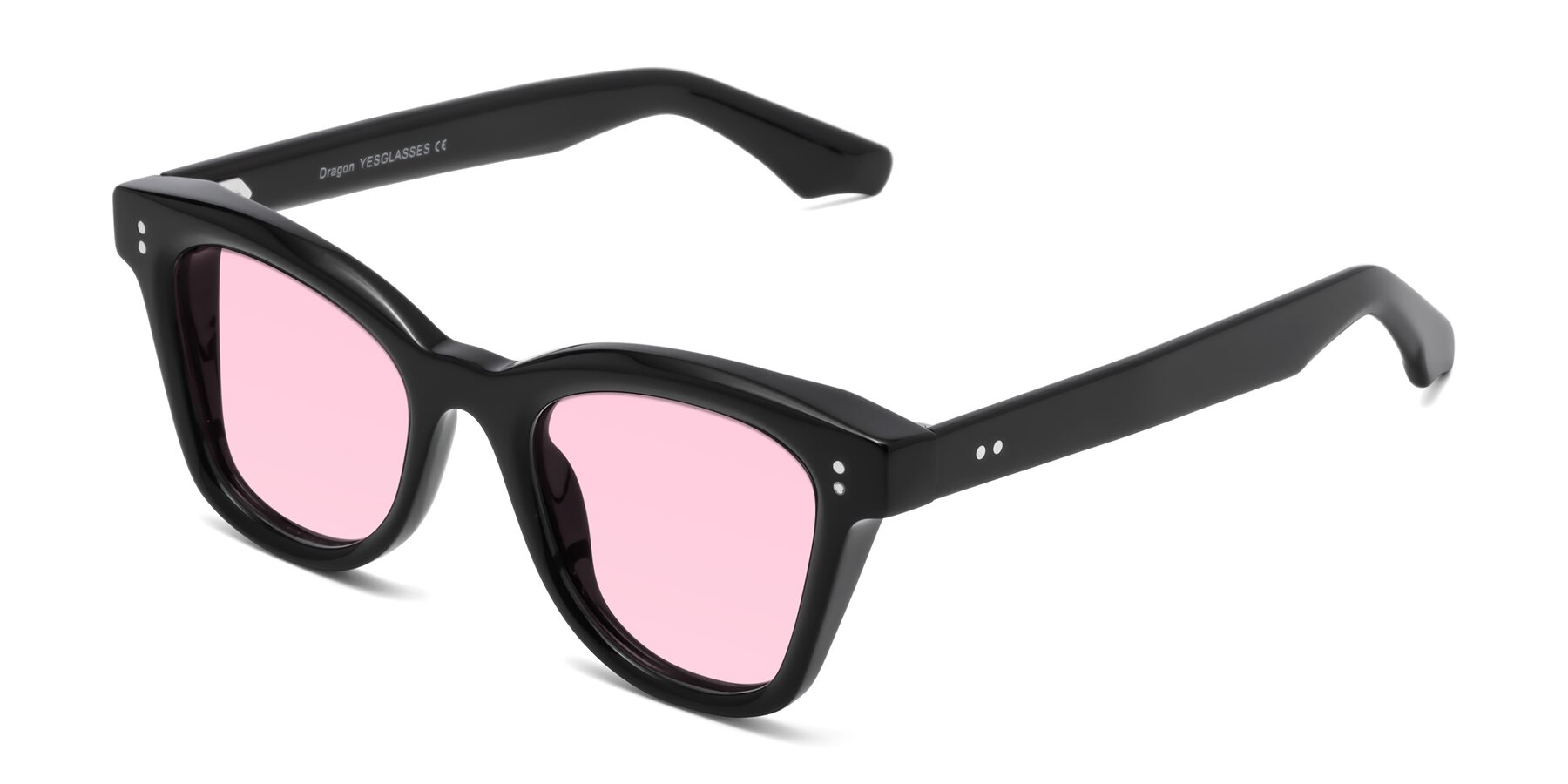 Angle of Dragon in Black with Light Pink Tinted Lenses