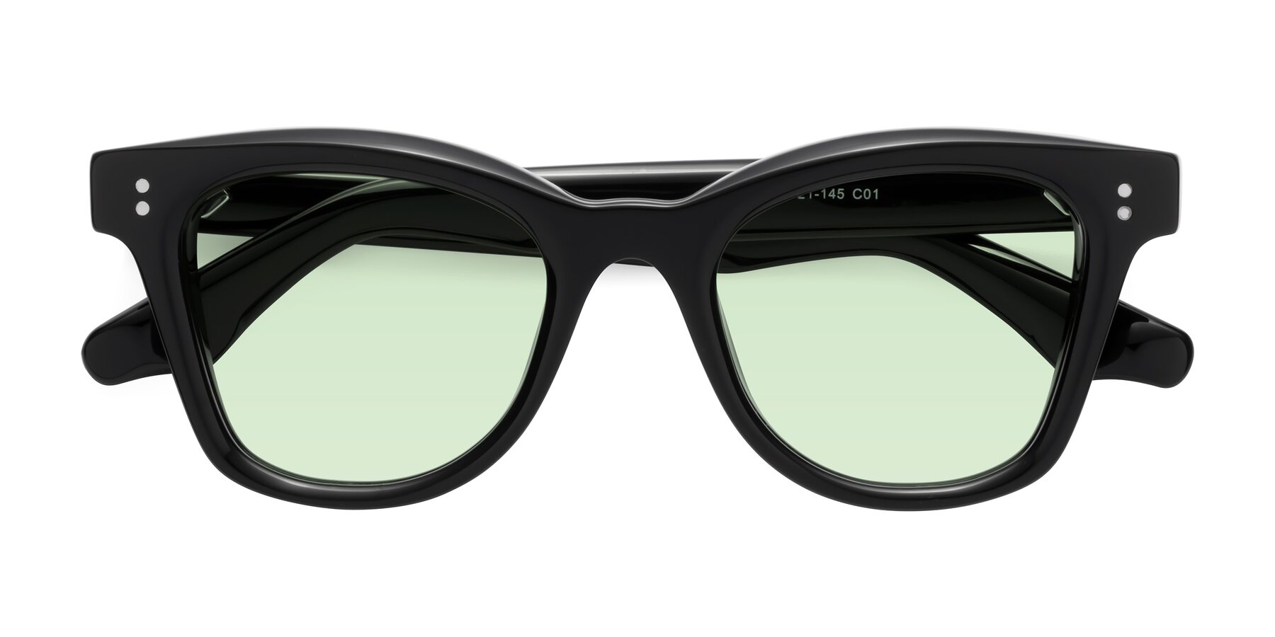 Folded Front of Dragon in Black with Light Green Tinted Lenses