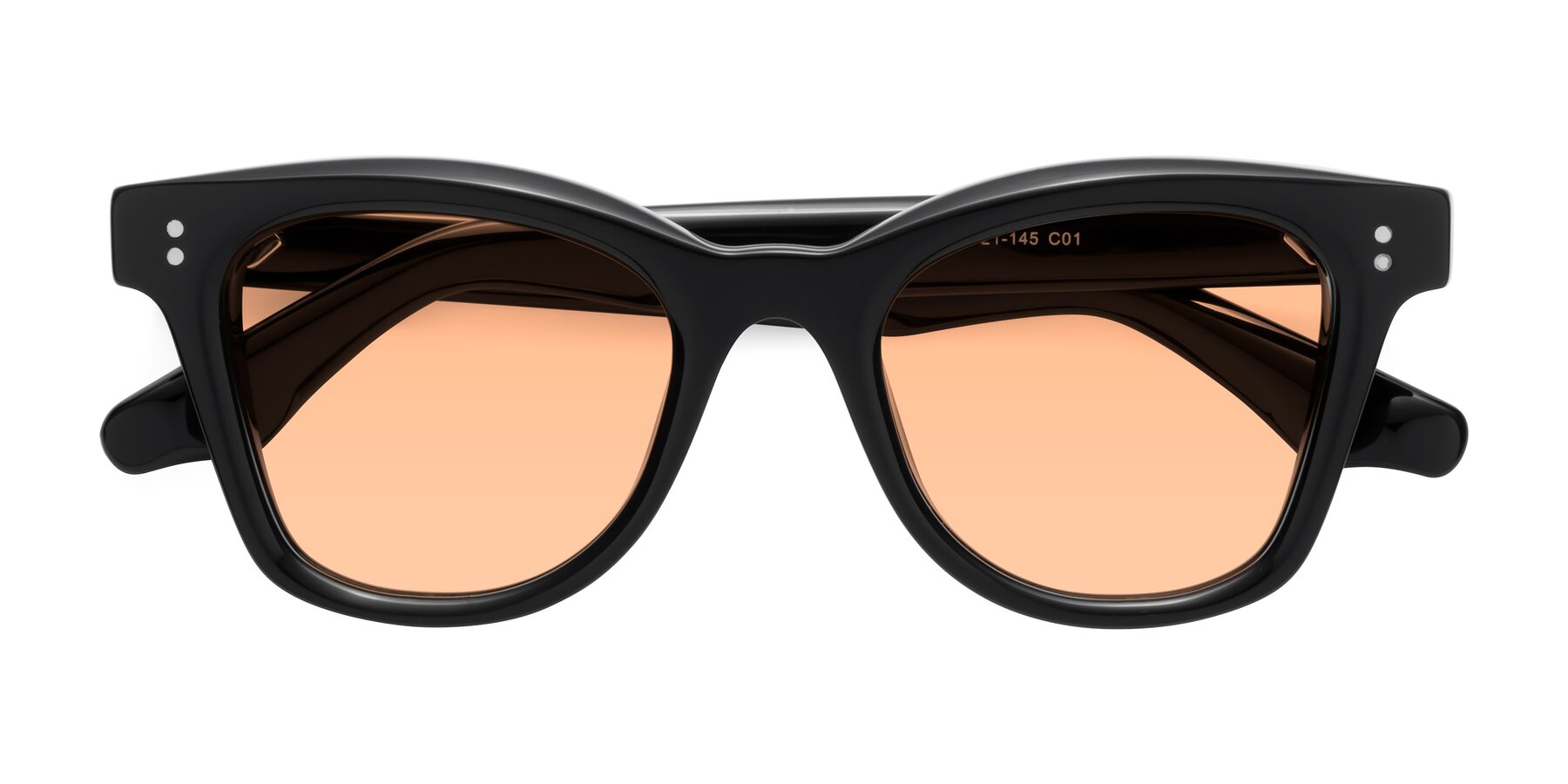 Folded Front of Dragon in Black with Light Orange Tinted Lenses