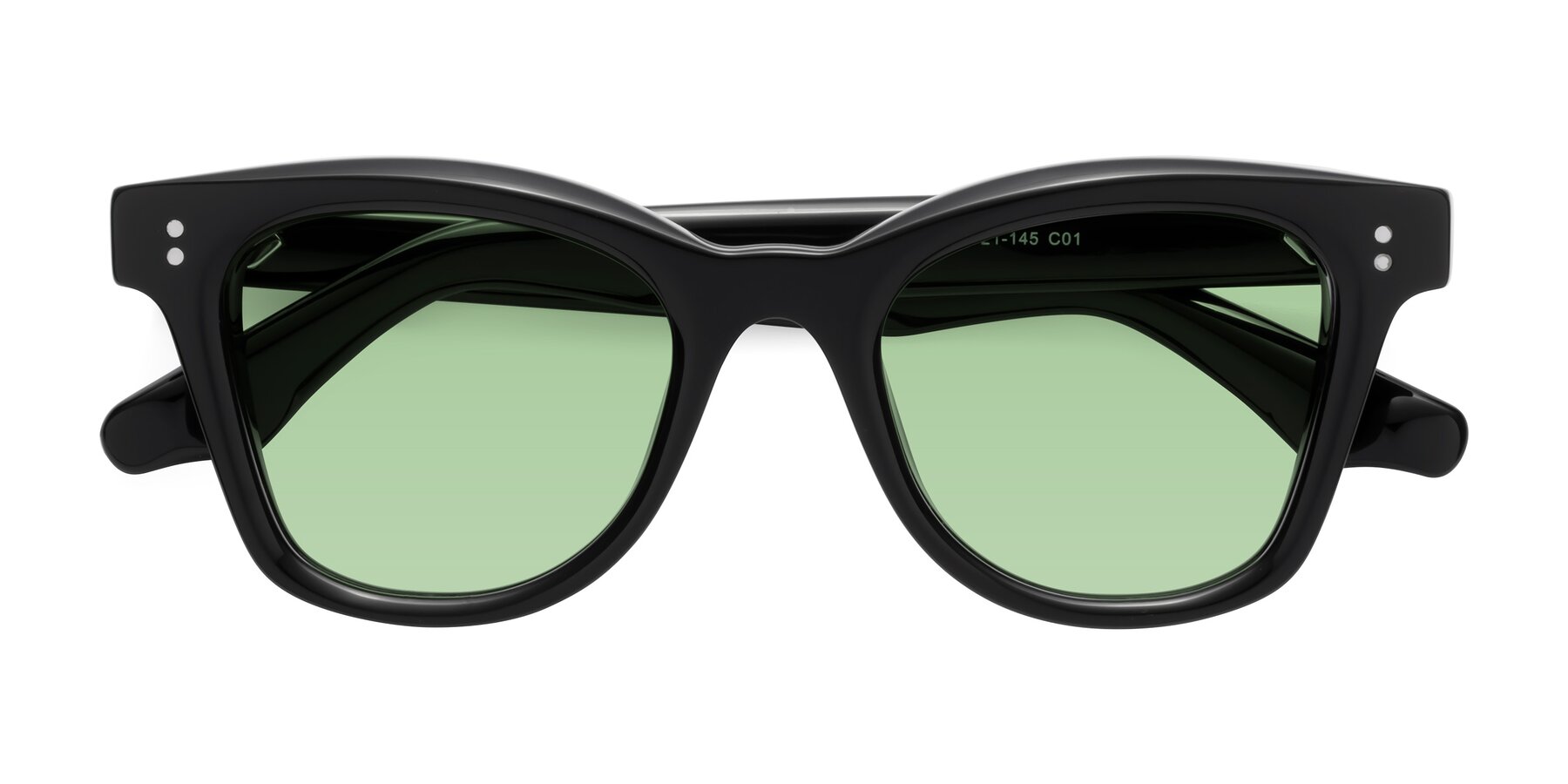 Folded Front of Dragon in Black with Medium Green Tinted Lenses