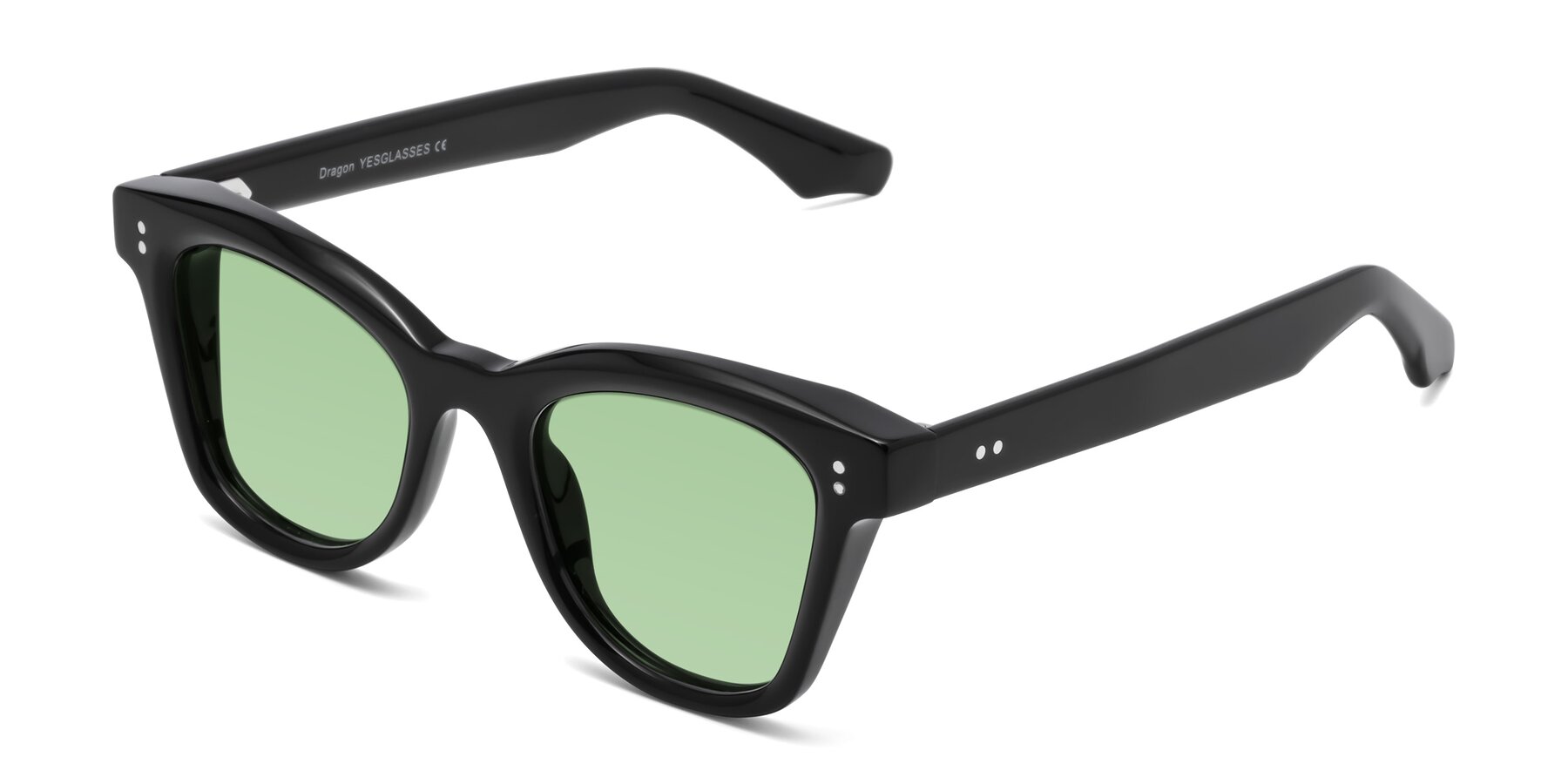 Angle of Dragon in Black with Medium Green Tinted Lenses