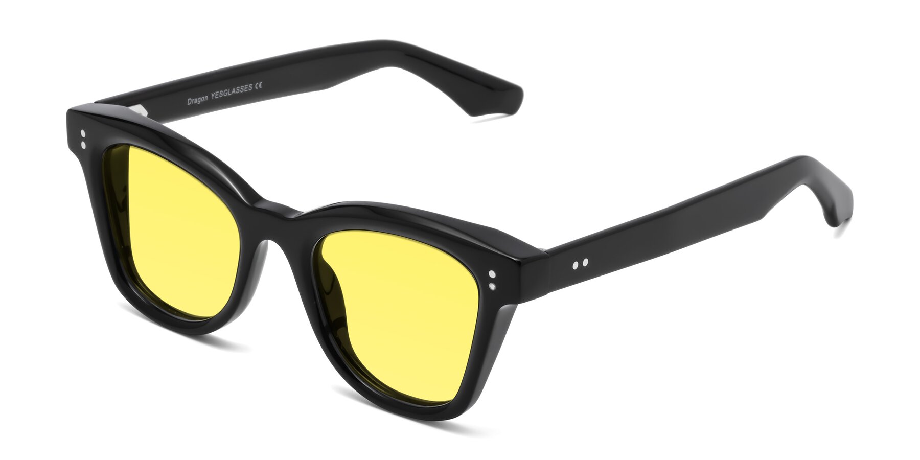 Angle of Dragon in Black with Medium Yellow Tinted Lenses