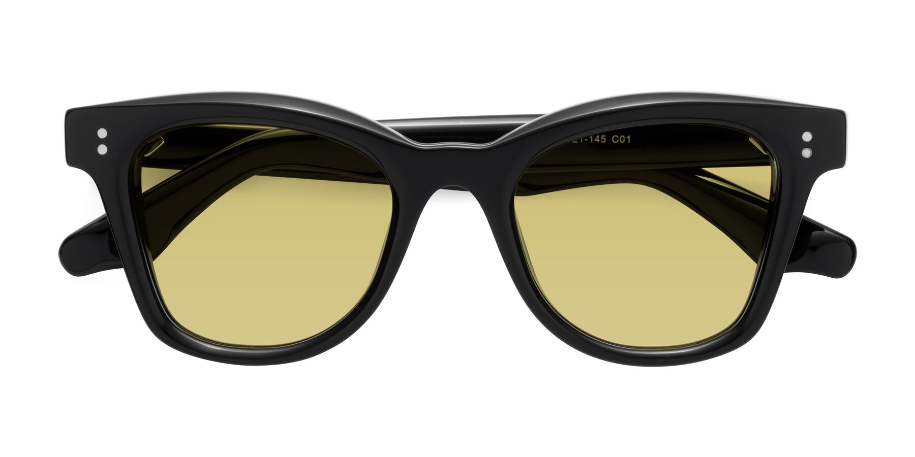 Folded Front of Dragon in Black with Medium Champagne Tinted Lenses