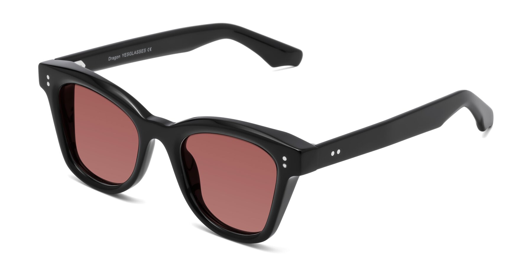 Angle of Dragon in Black with Garnet Tinted Lenses