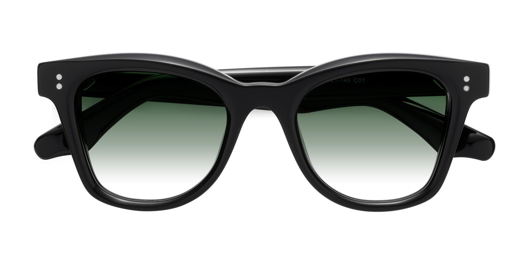Folded Front of Dragon in Black with Green Gradient Lenses