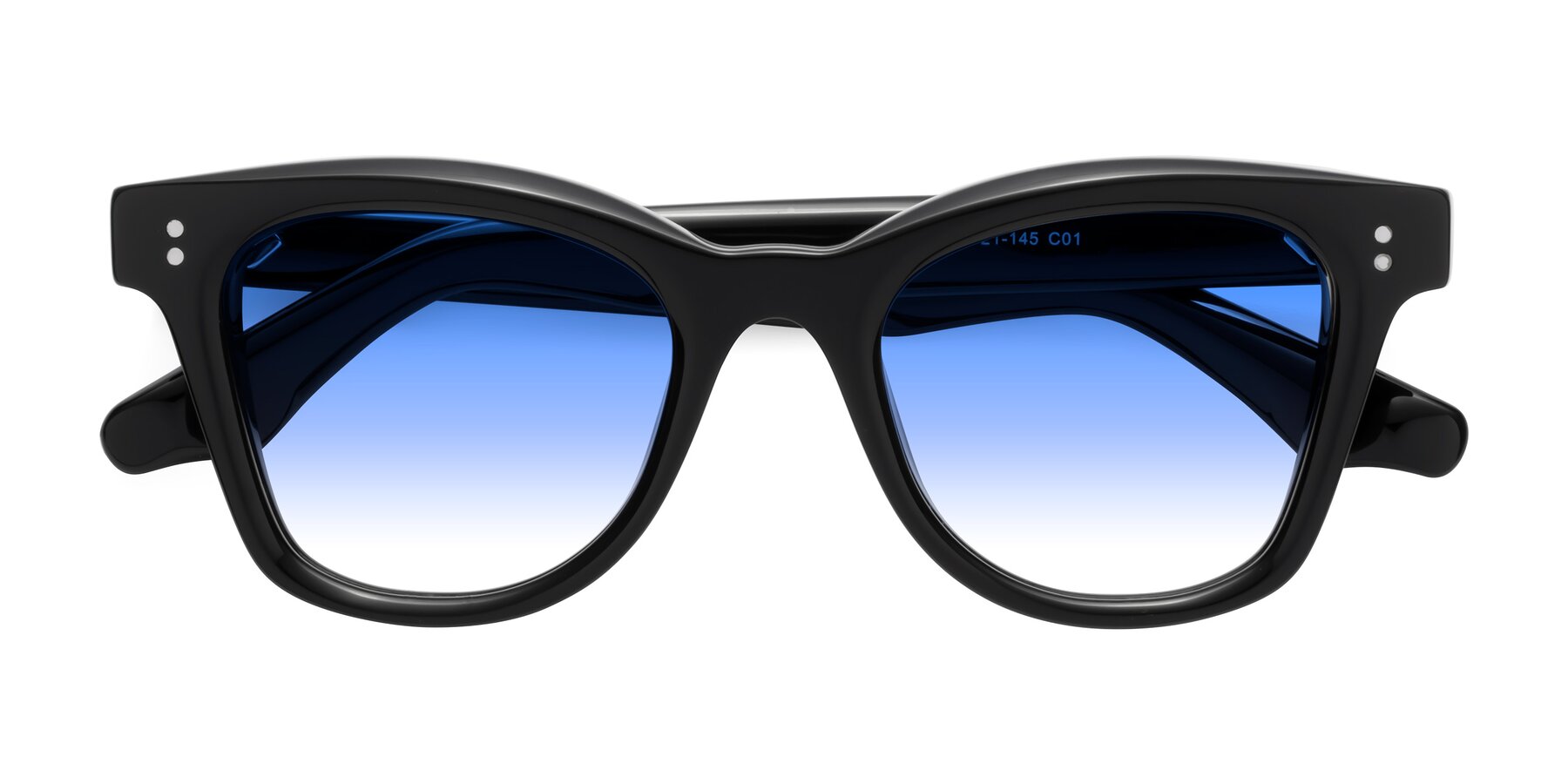 Folded Front of Dragon in Black with Blue Gradient Lenses