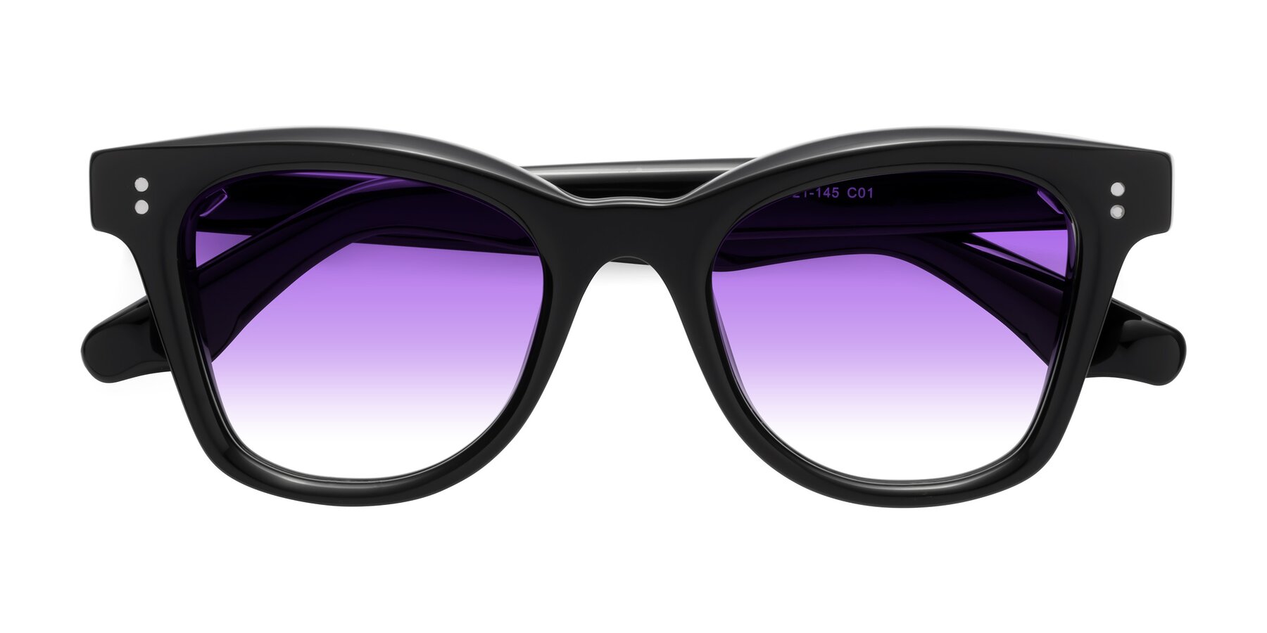 Folded Front of Dragon in Black with Purple Gradient Lenses