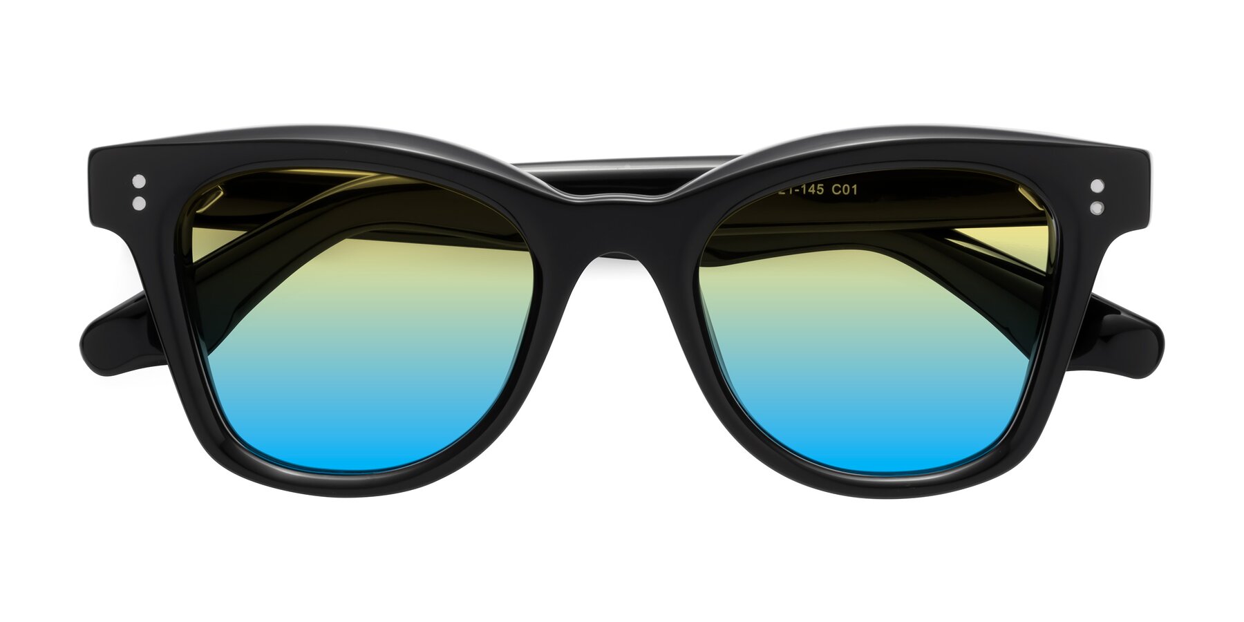Folded Front of Dragon in Black with Yellow / Blue Gradient Lenses