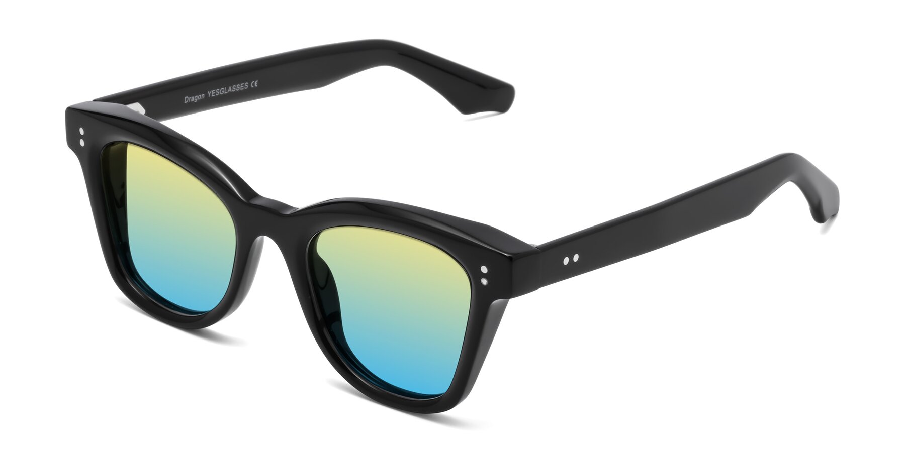 Angle of Dragon in Black with Yellow / Blue Gradient Lenses