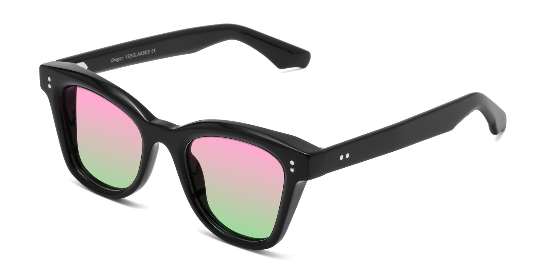 Angle of Dragon in Black with Pink / Green Gradient Lenses