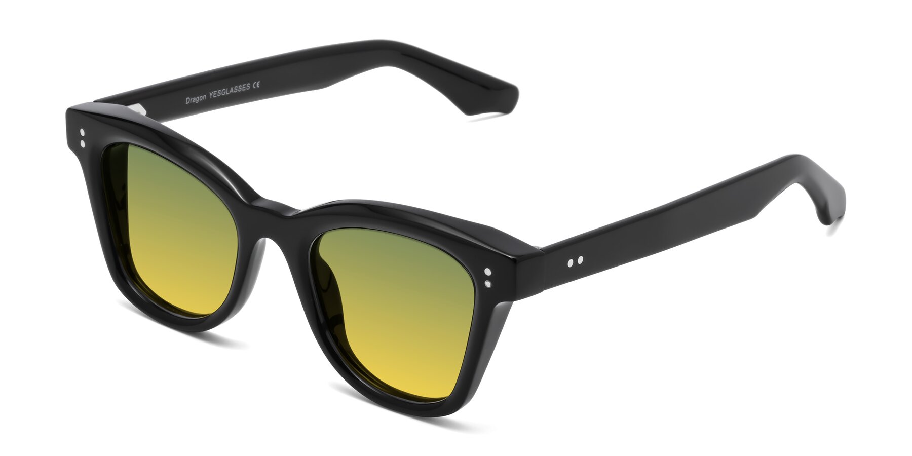 Angle of Dragon in Black with Green / Yellow Gradient Lenses