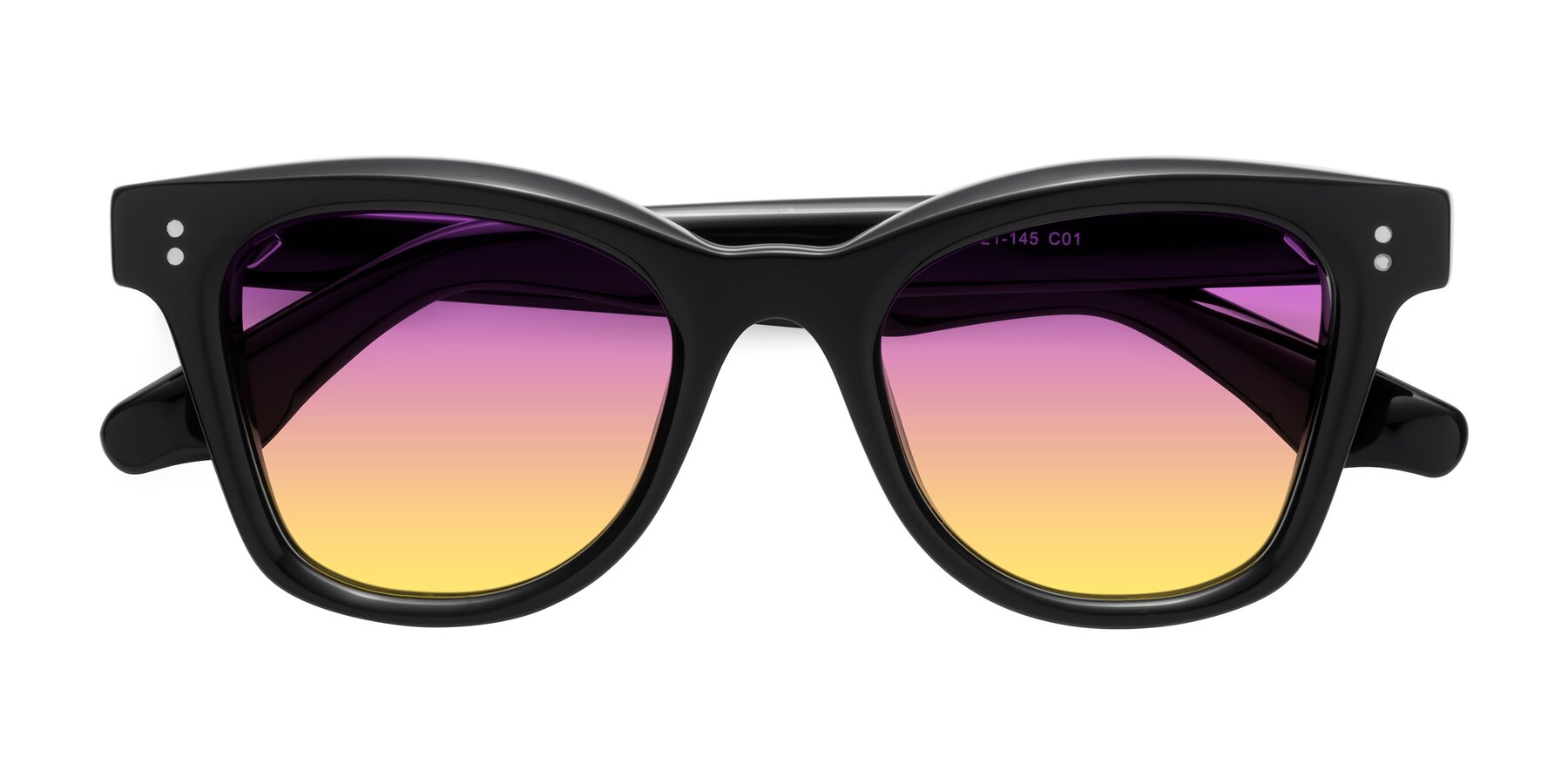 Folded Front of Dragon in Black with Purple / Yellow Gradient Lenses