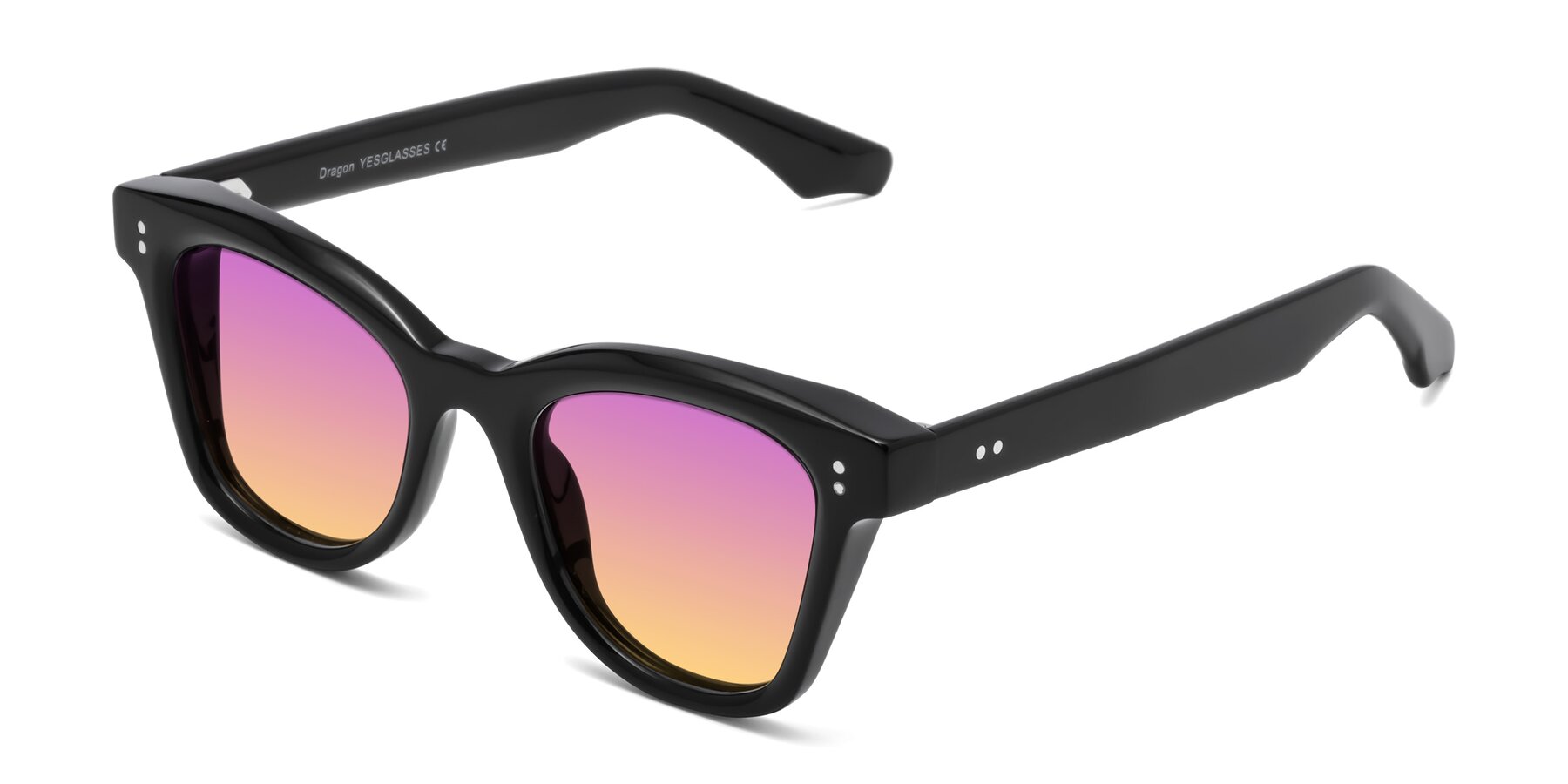 Angle of Dragon in Black with Purple / Yellow Gradient Lenses