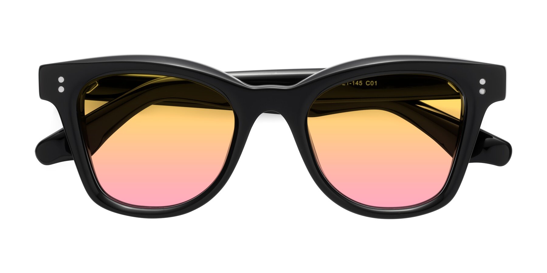 Folded Front of Dragon in Black with Yellow / Pink Gradient Lenses