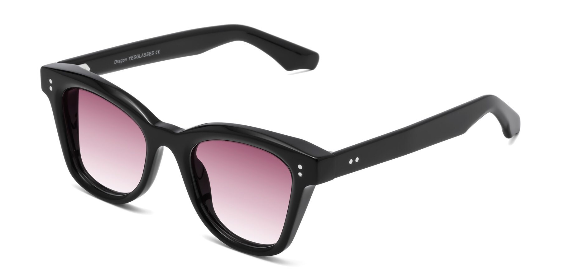 Angle of Dragon in Black with Wine Gradient Lenses