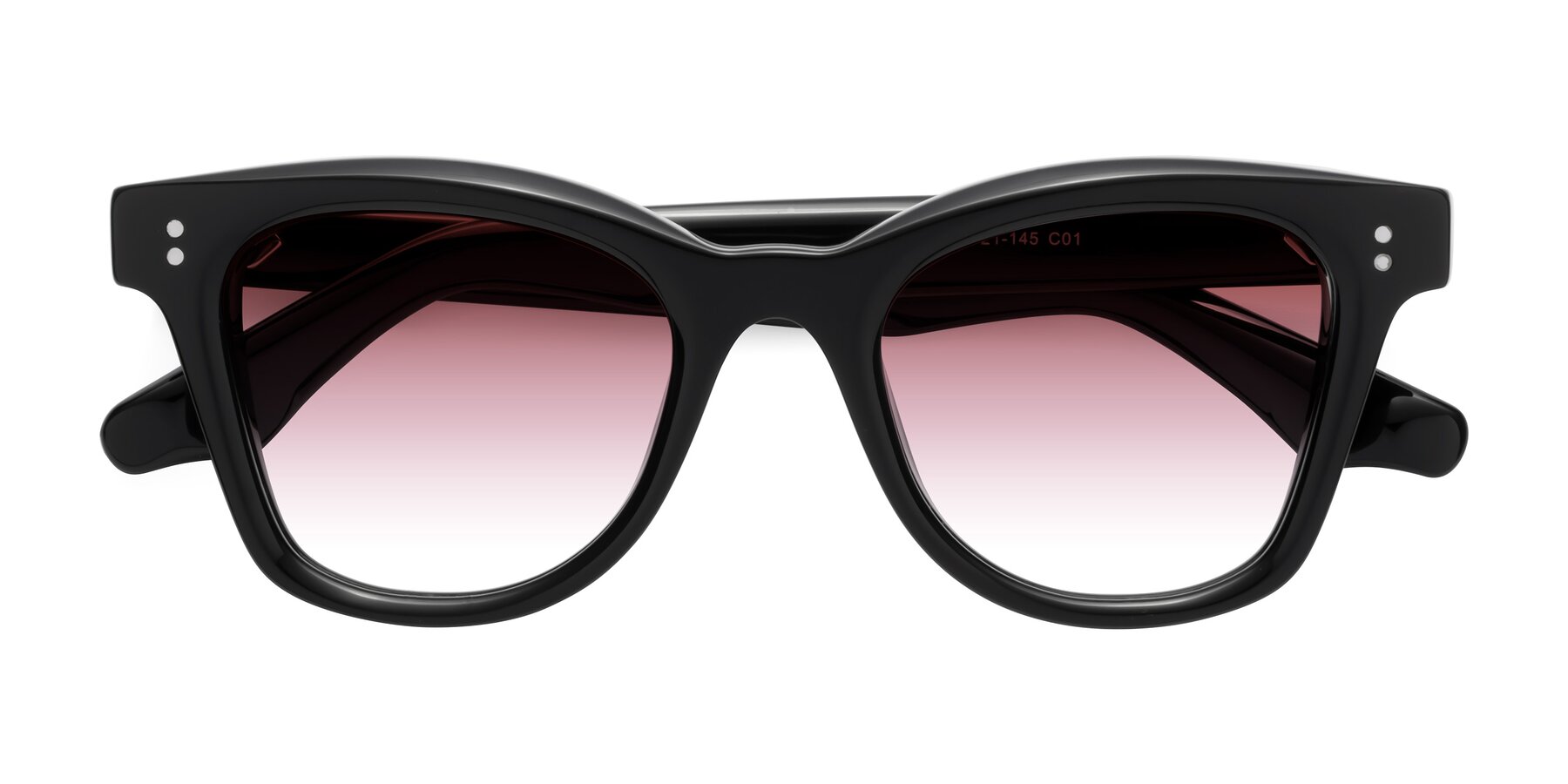 Folded Front of Dragon in Black with Garnet Gradient Lenses