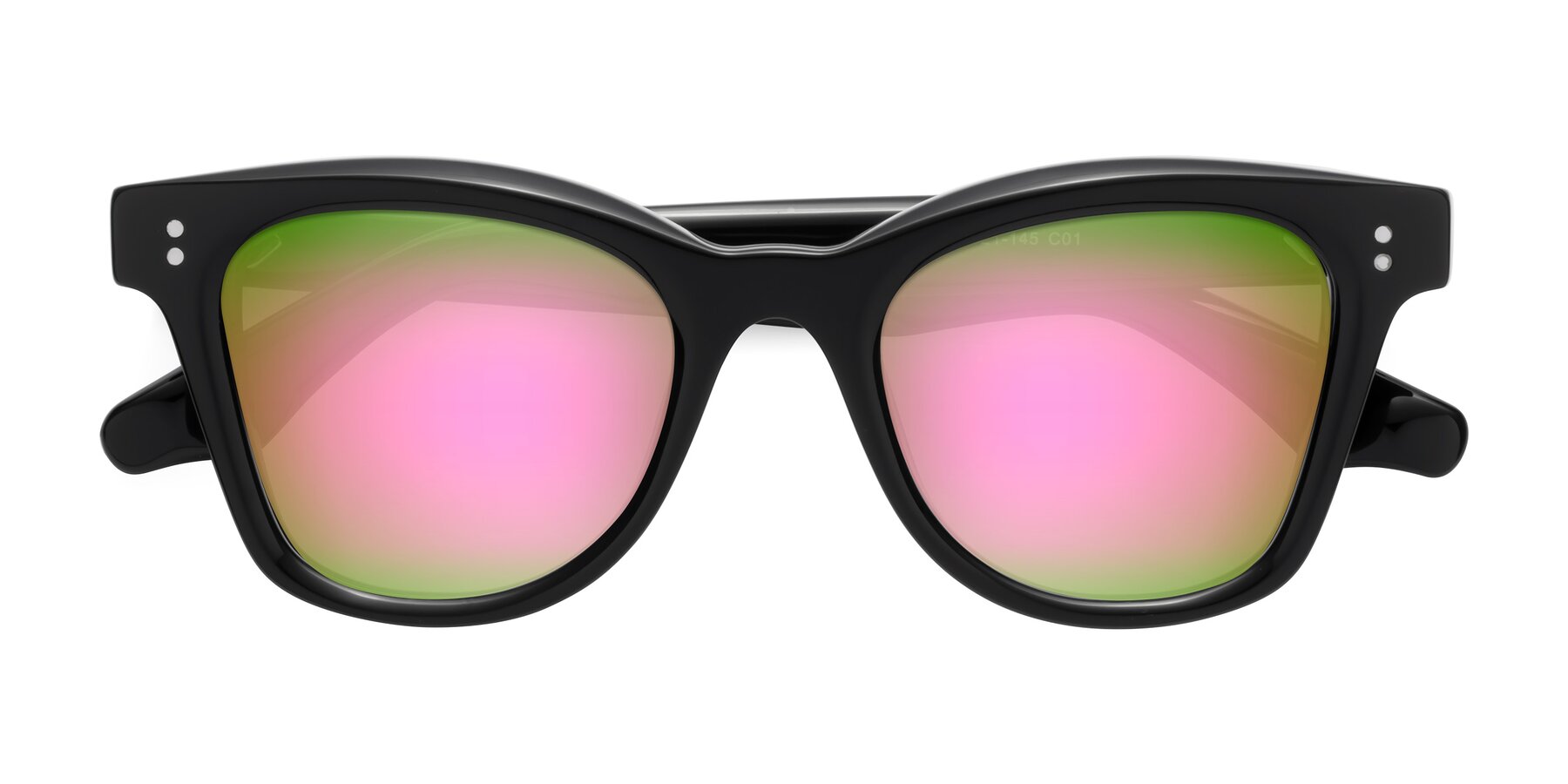 Folded Front of Dragon in Black with Pink Mirrored Lenses
