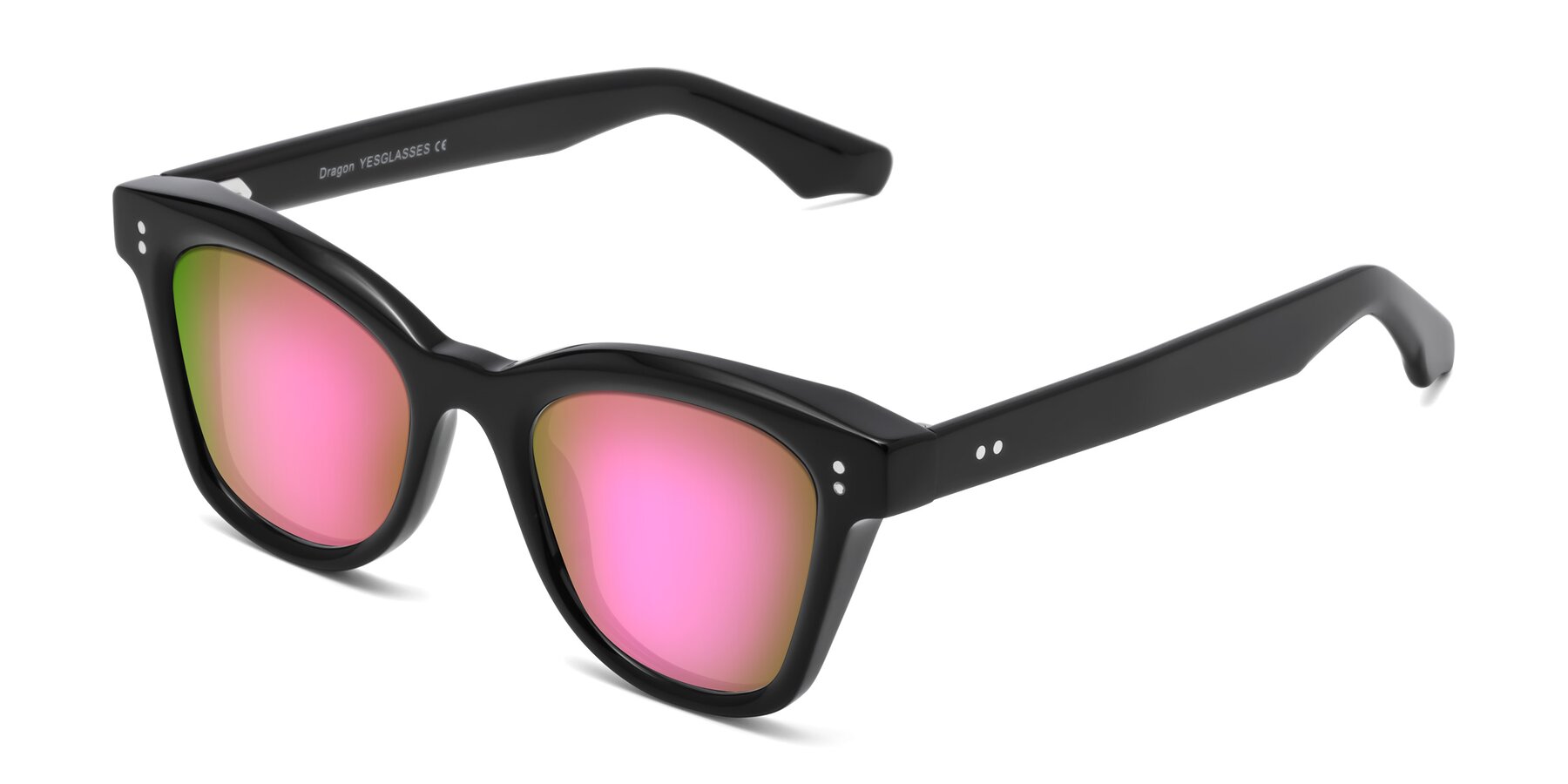 Angle of Dragon in Black with Pink Mirrored Lenses