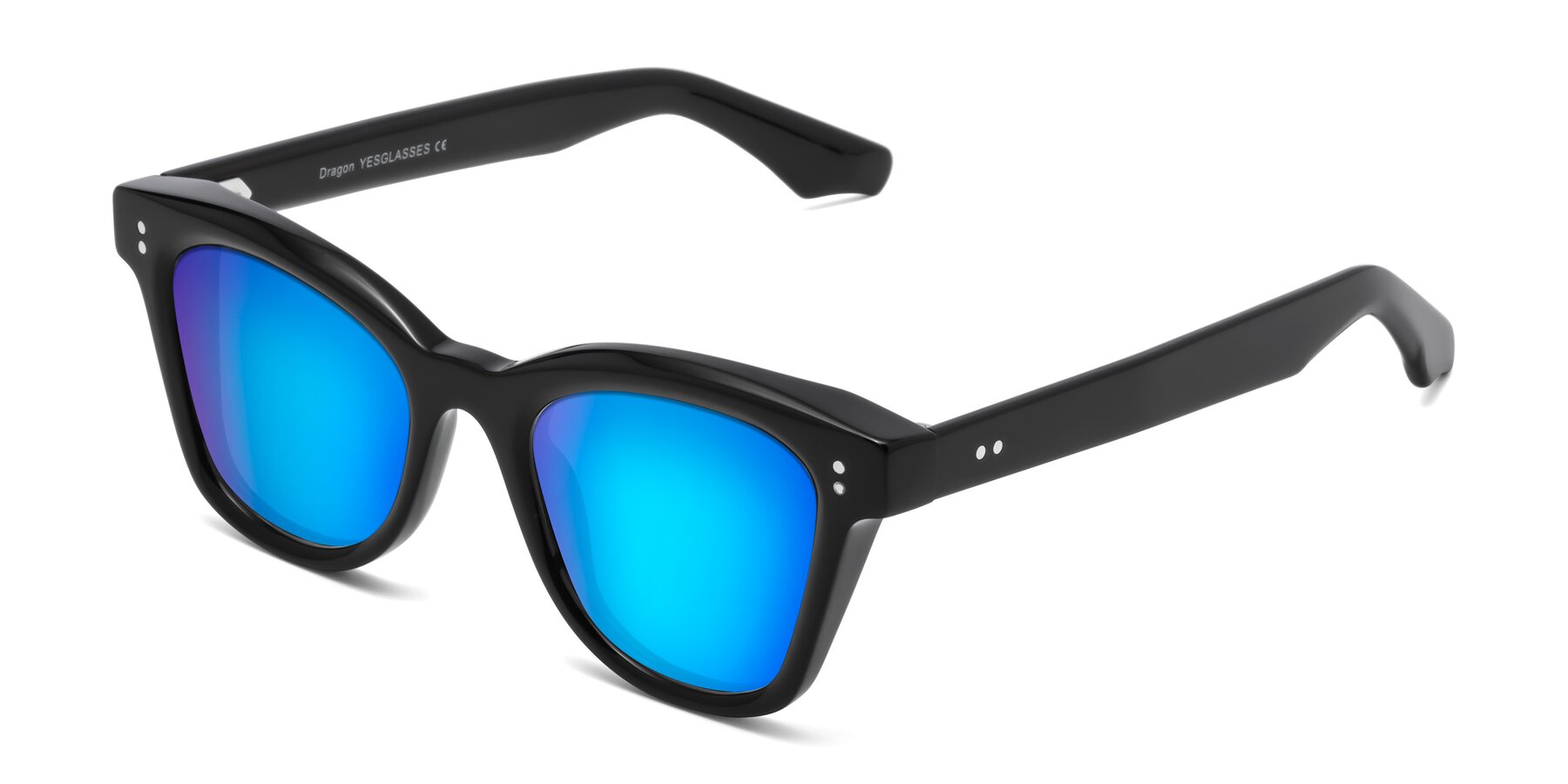 Angle of Dragon in Black with Blue Mirrored Lenses