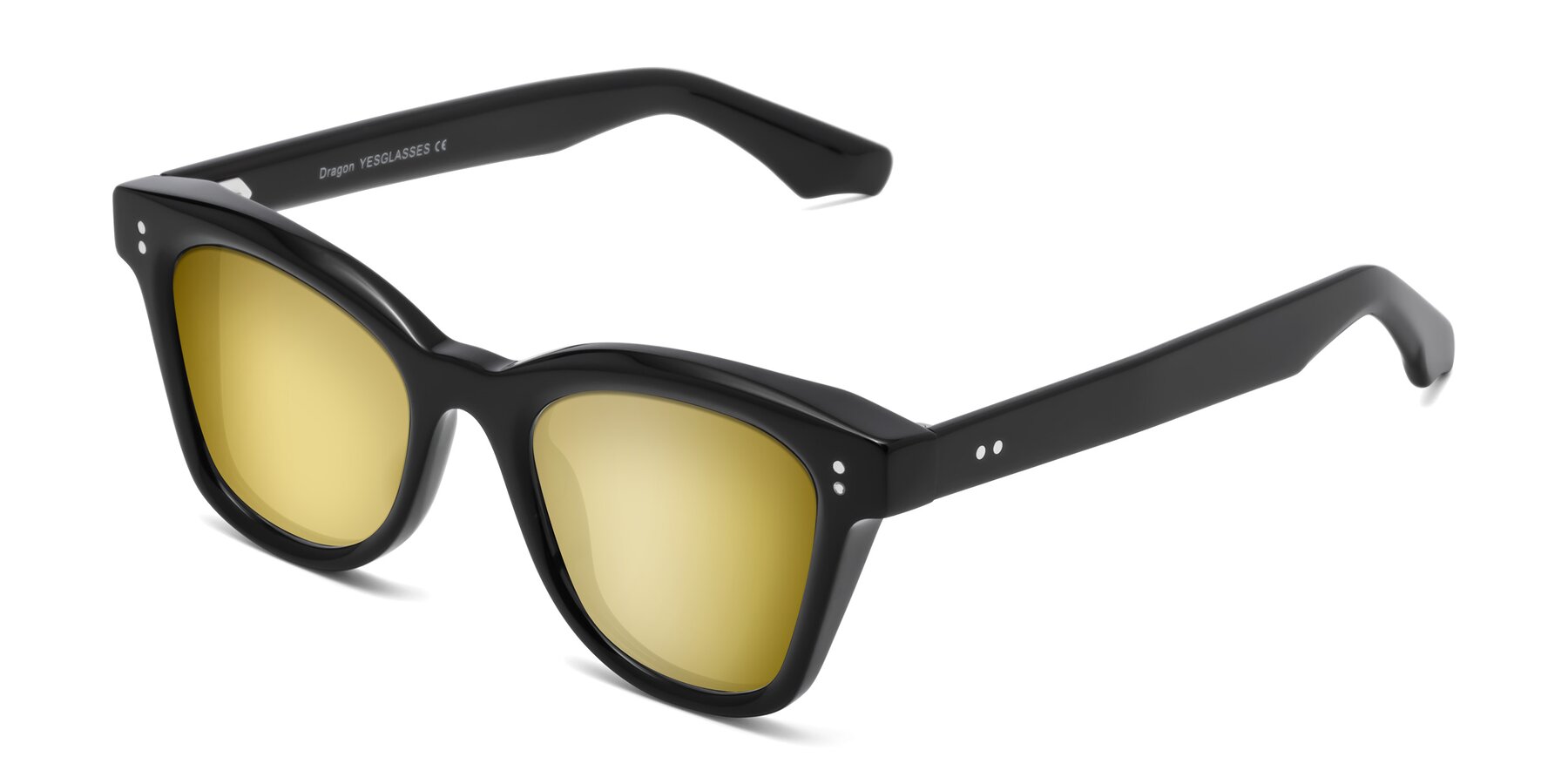 Angle of Dragon in Black with Gold Mirrored Lenses