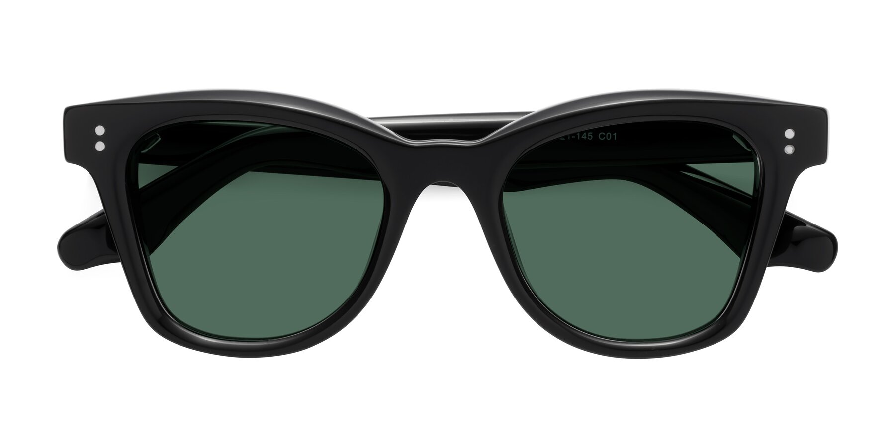 Folded Front of Dragon in Black with Green Polarized Lenses