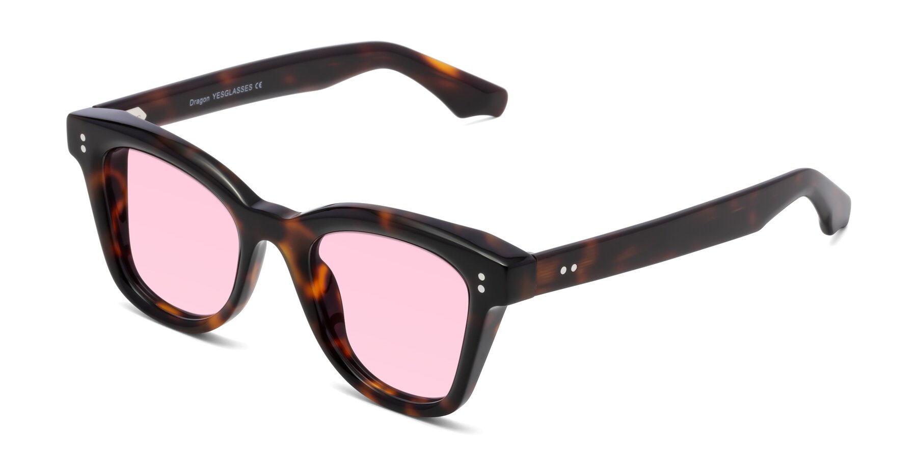 Angle of Dragon in Tortoise with Light Pink Tinted Lenses