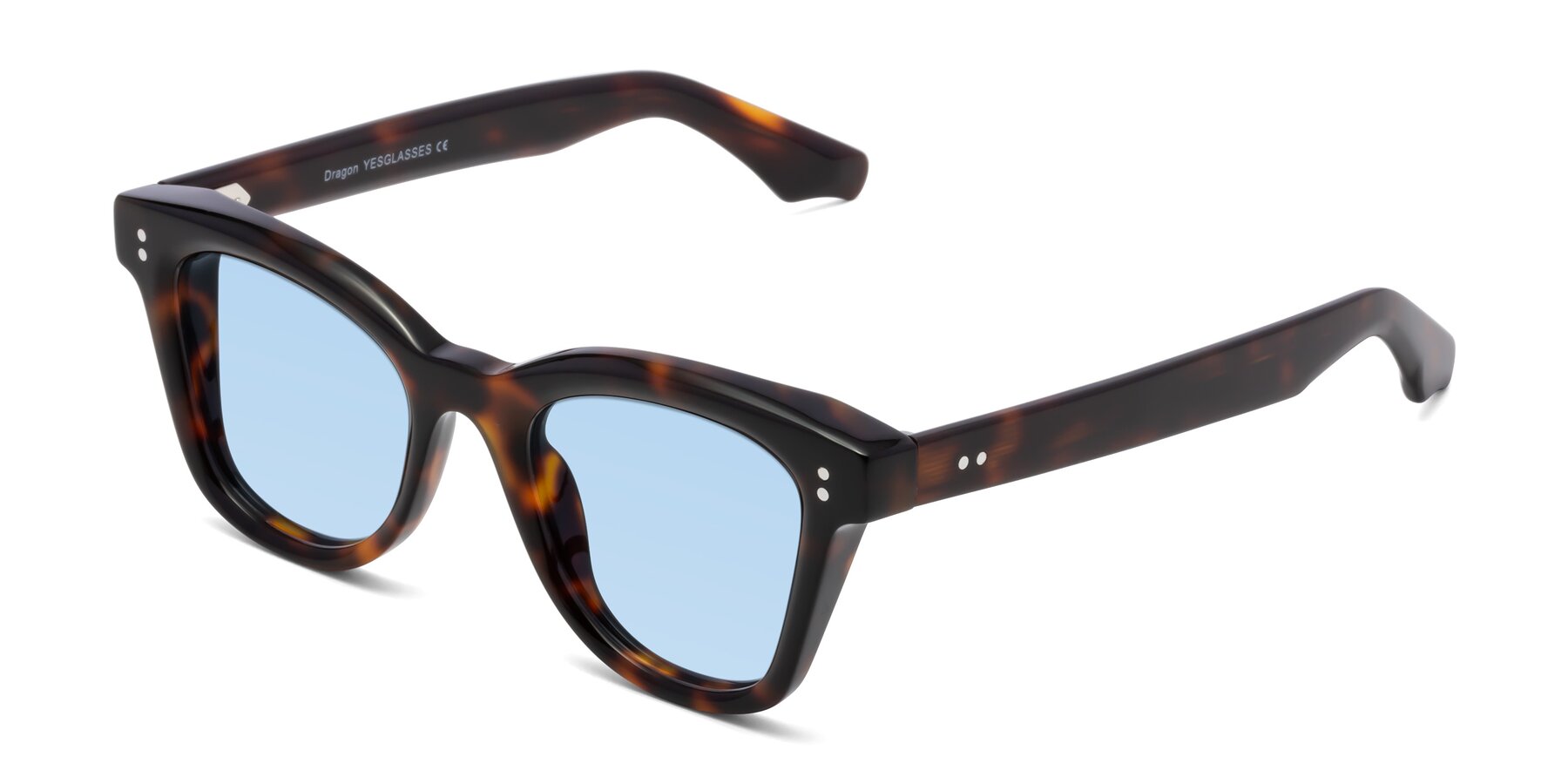 Angle of Dragon in Tortoise with Light Blue Tinted Lenses