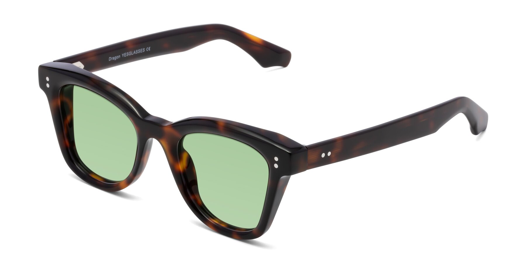 Angle of Dragon in Tortoise with Medium Green Tinted Lenses