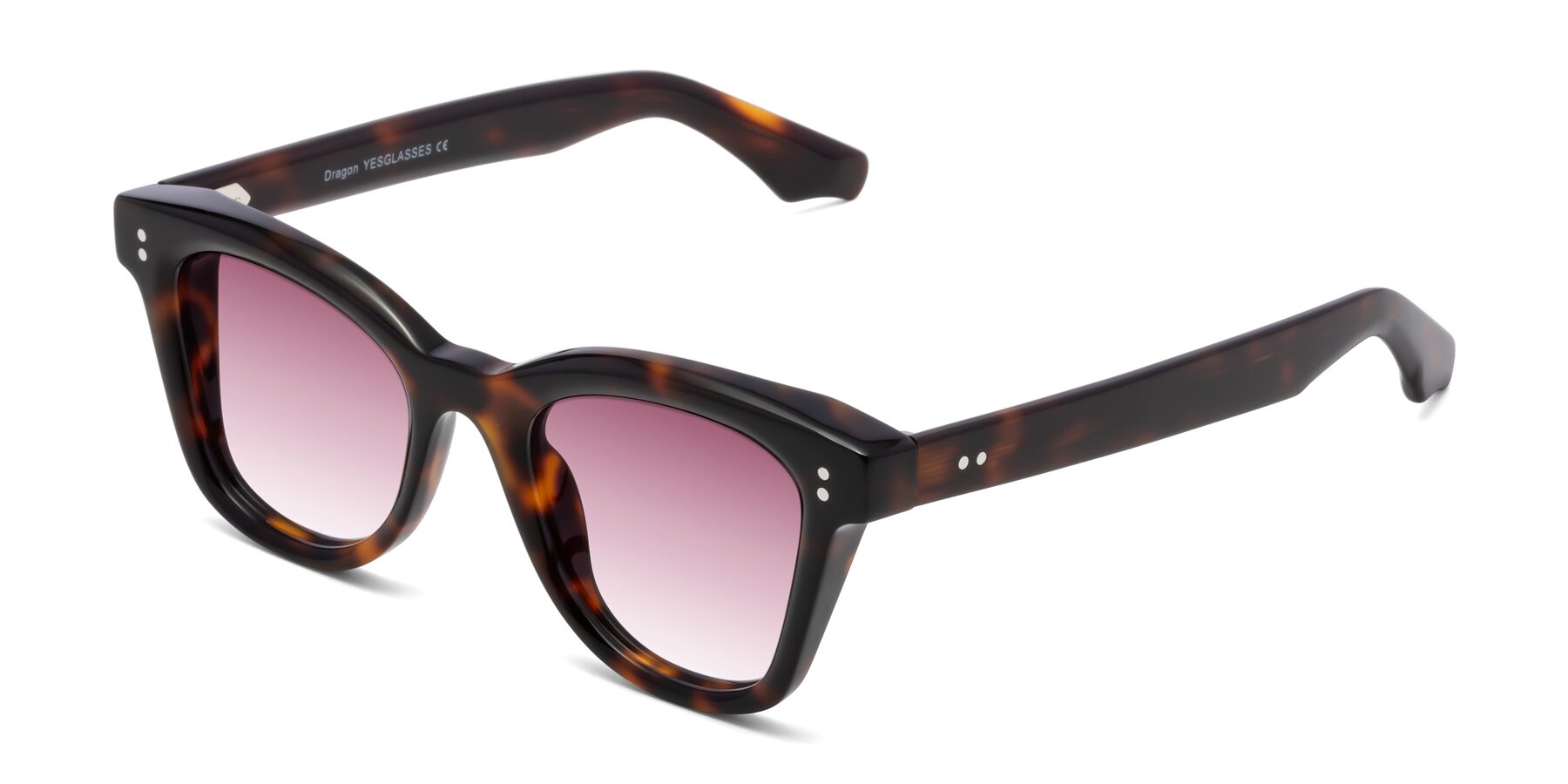 Angle of Dragon in Tortoise with Wine Gradient Lenses