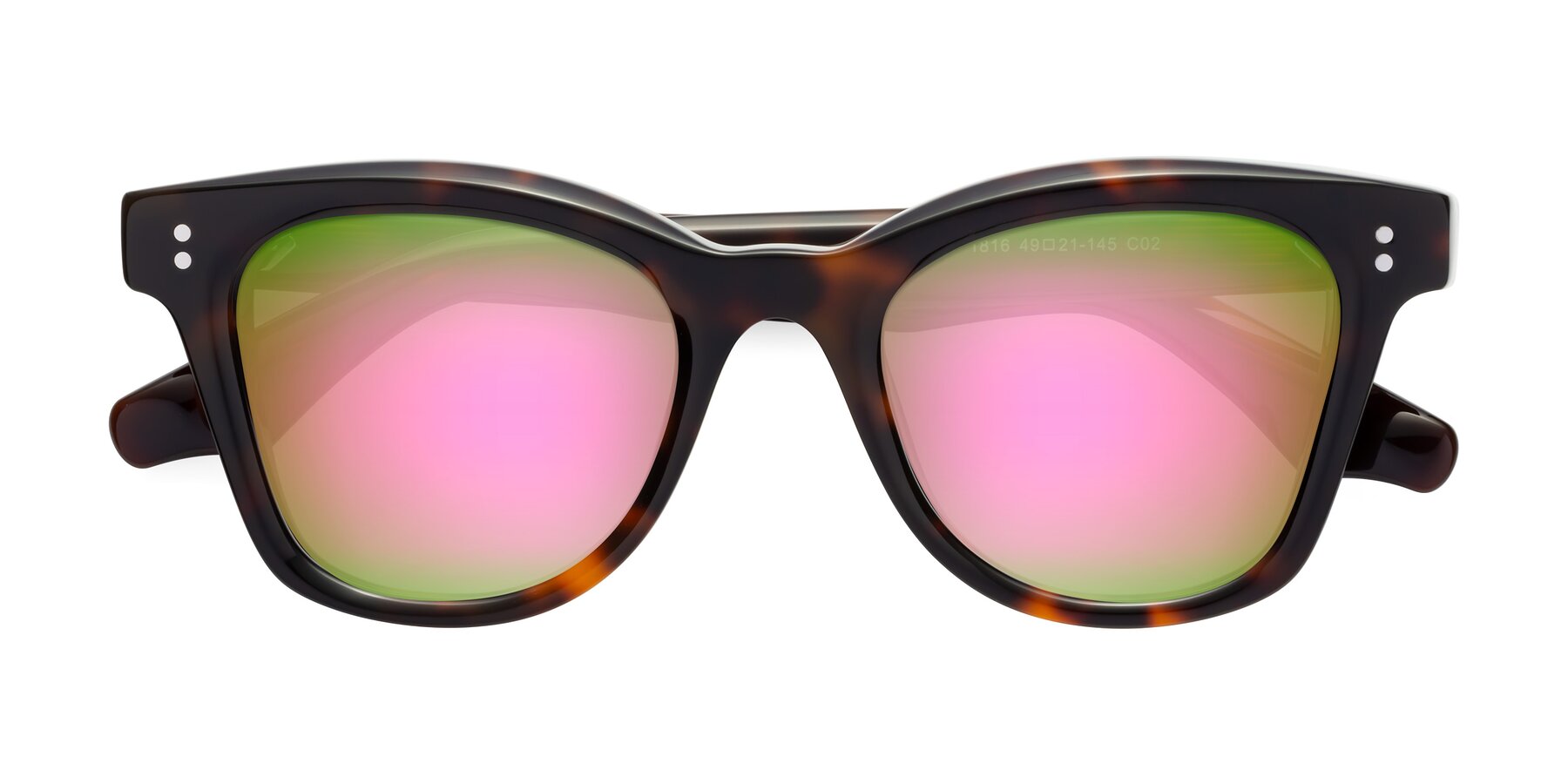 Folded Front of Dragon in Tortoise with Pink Mirrored Lenses