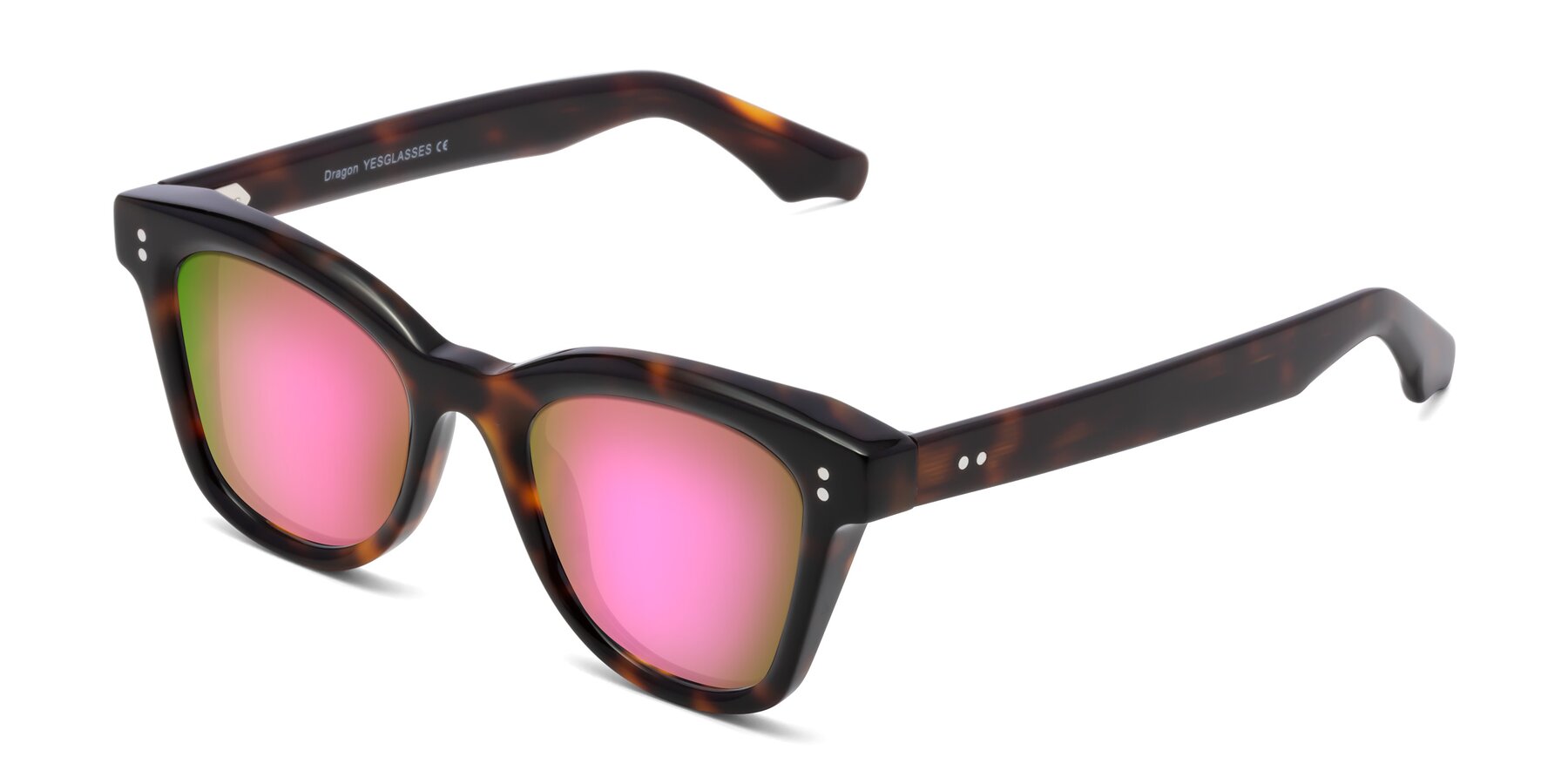 Angle of Dragon in Tortoise with Pink Mirrored Lenses
