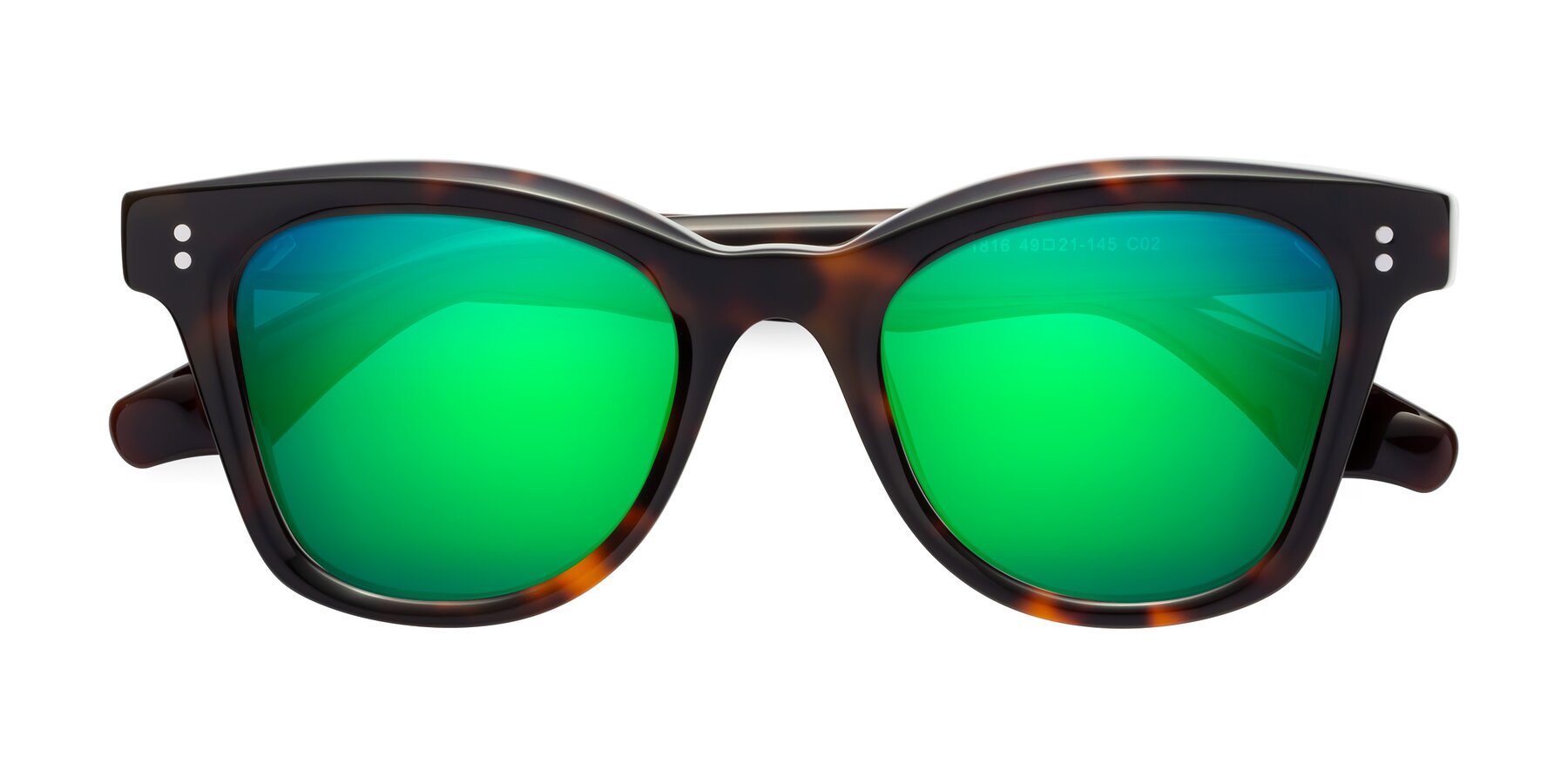 Folded Front of Dragon in Tortoise with Green Mirrored Lenses