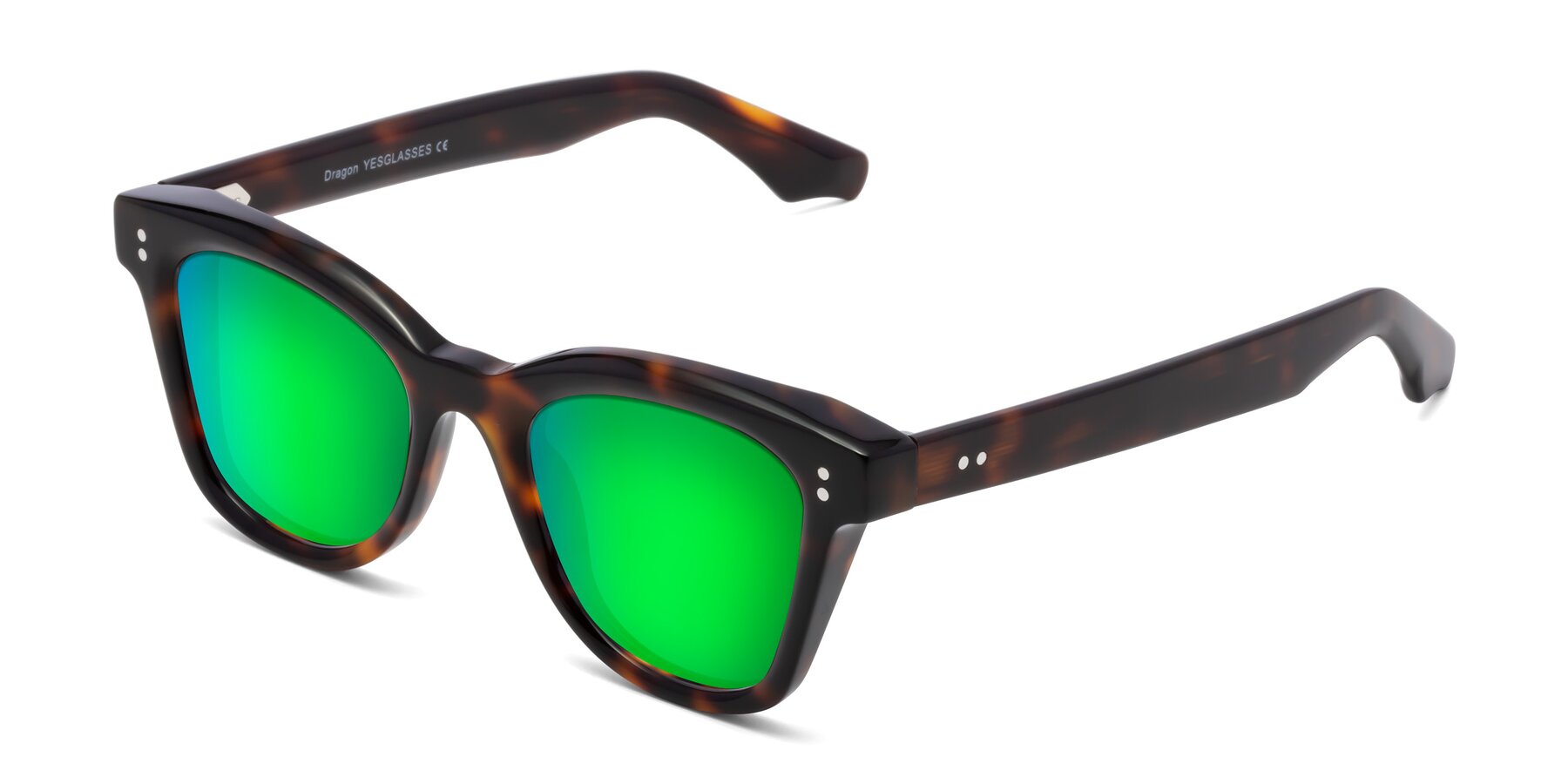 Angle of Dragon in Tortoise with Green Mirrored Lenses