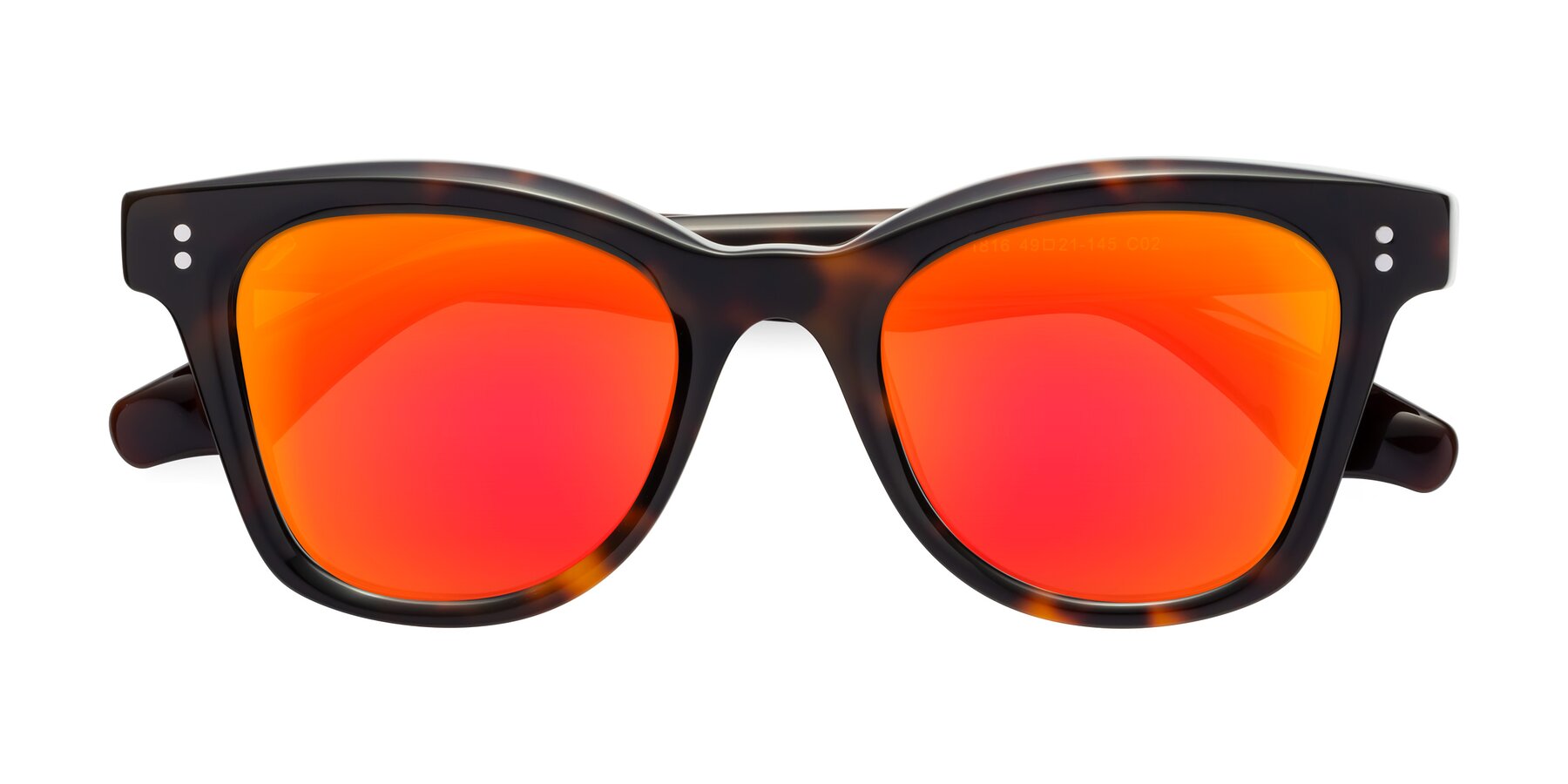 Folded Front of Dragon in Tortoise with Red Gold Mirrored Lenses