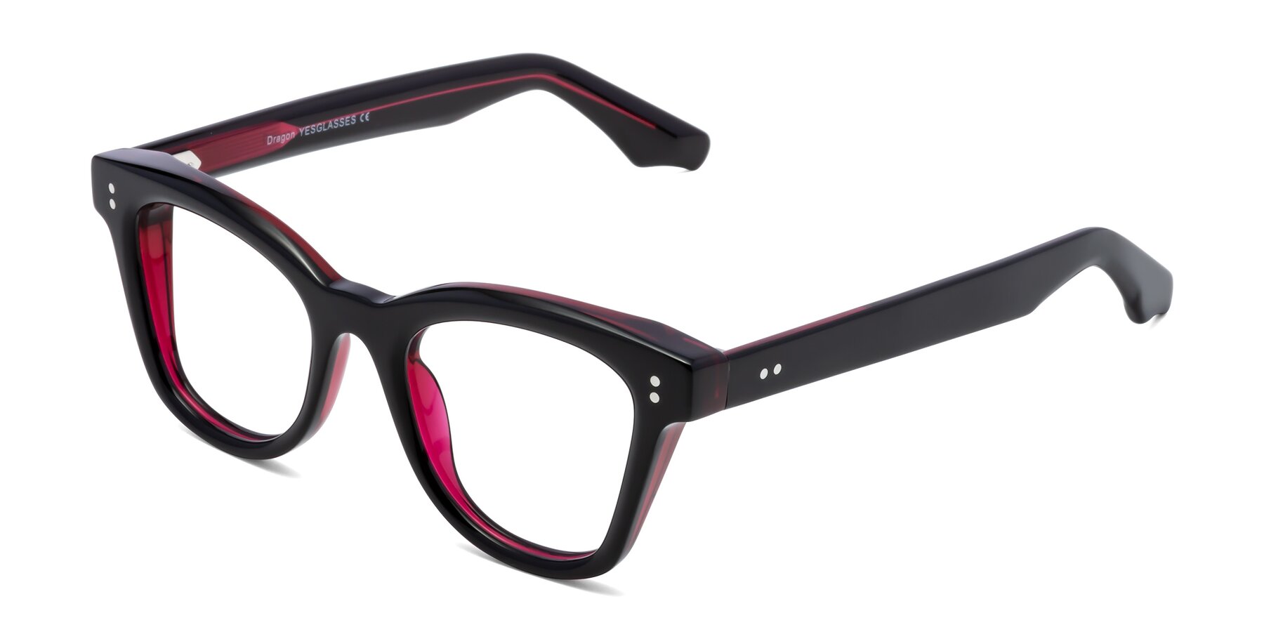 Angle of Dragon in Black-Purple with Clear Eyeglass Lenses