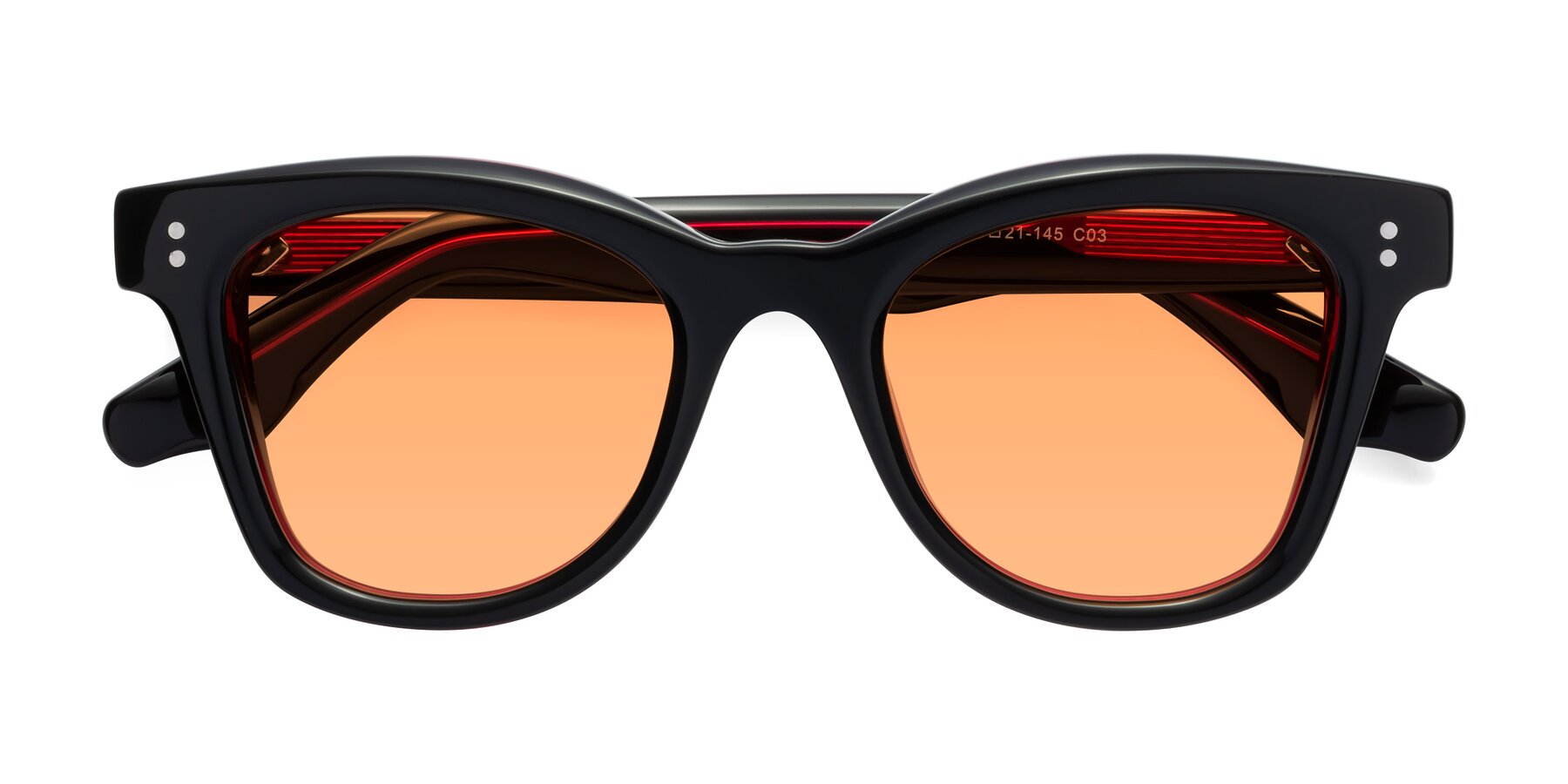 Folded Front of Dragon in Black-Purple with Medium Orange Tinted Lenses