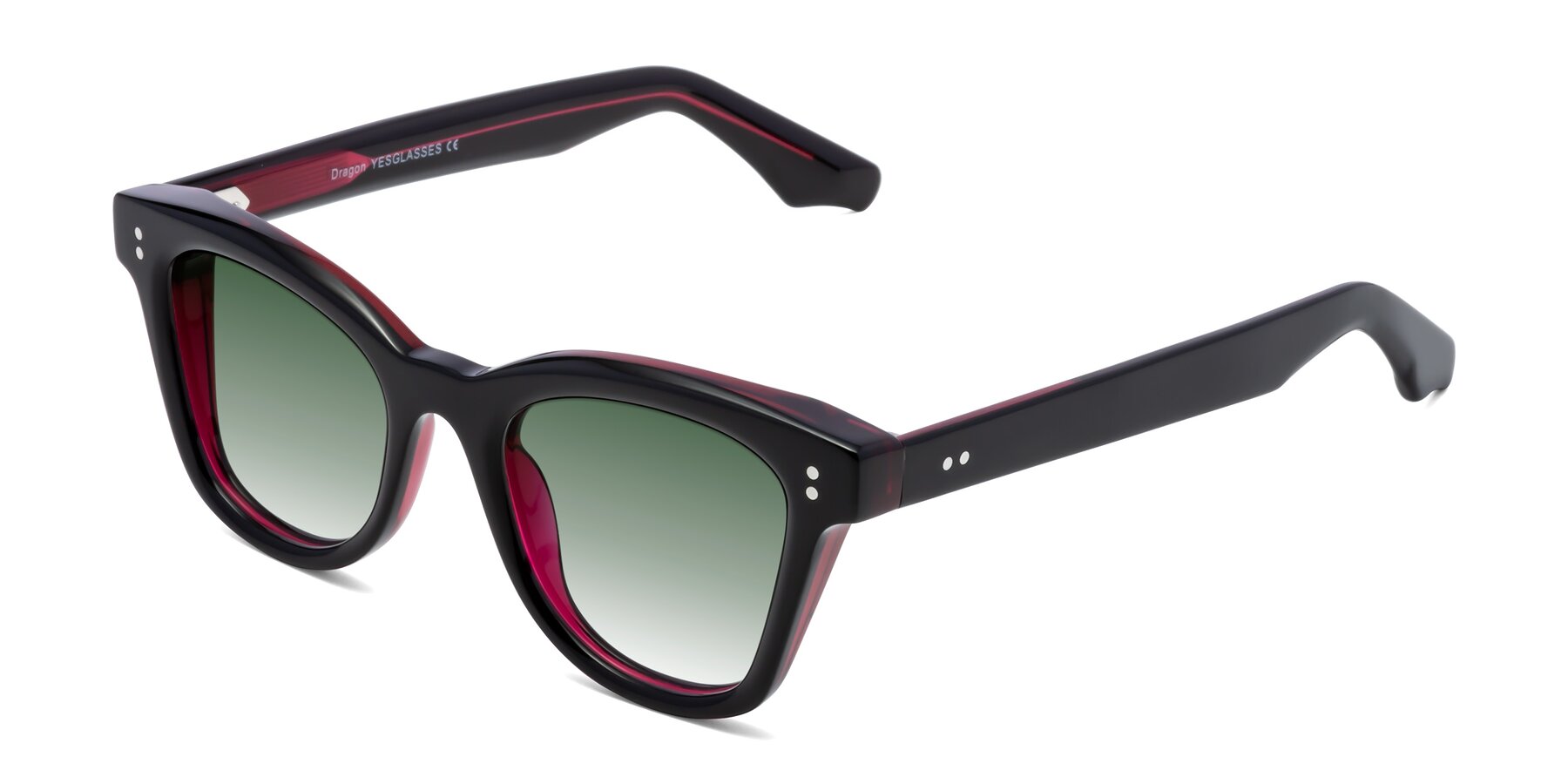 Angle of Dragon in Black-Purple with Green Gradient Lenses