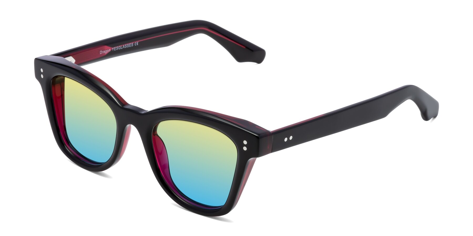 Angle of Dragon in Black-Purple with Yellow / Blue Gradient Lenses