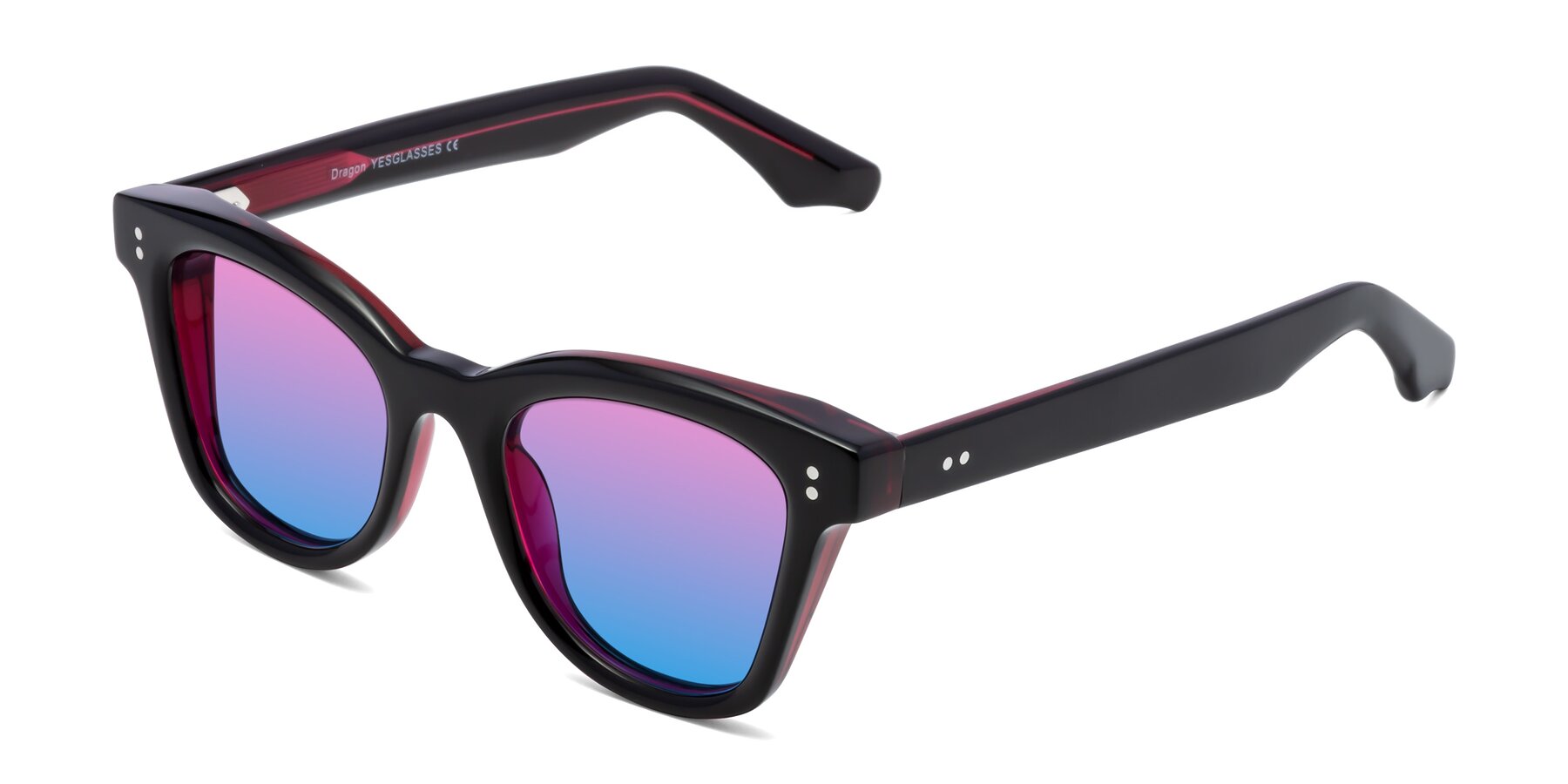 Angle of Dragon in Black-Purple with Pink / Blue Gradient Lenses