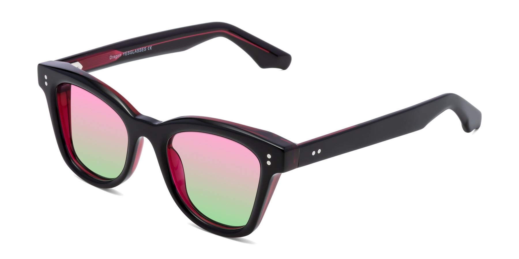 Angle of Dragon in Black-Purple with Pink / Green Gradient Lenses